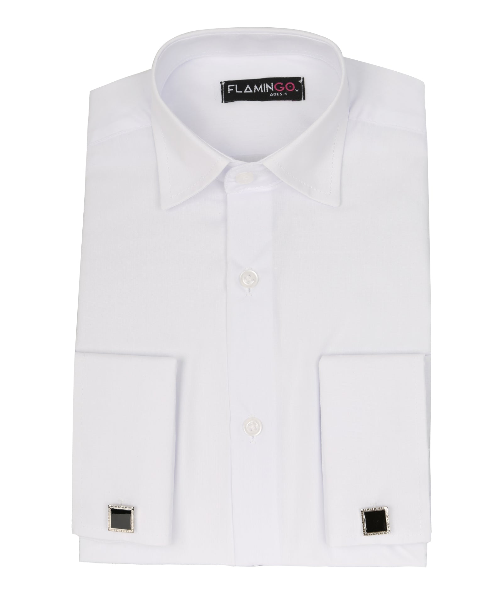 Boys Classic Collar Cufflinks Shirt - White