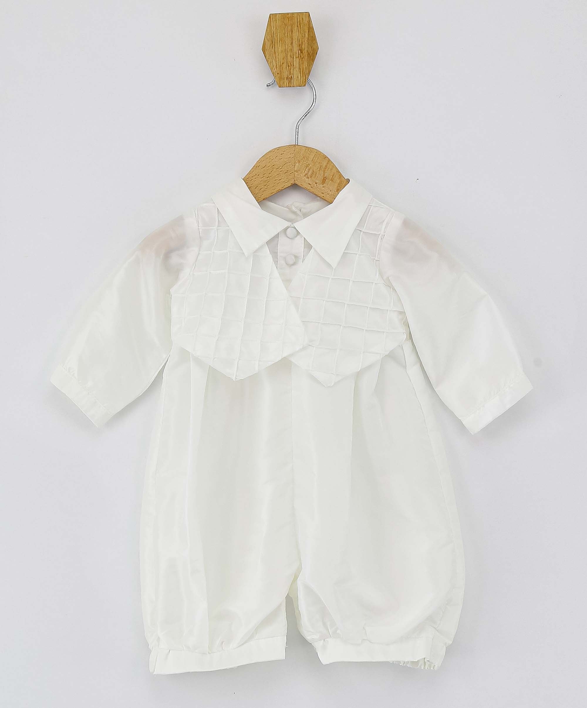 Baby Boys Off-White Christening Romper Suit