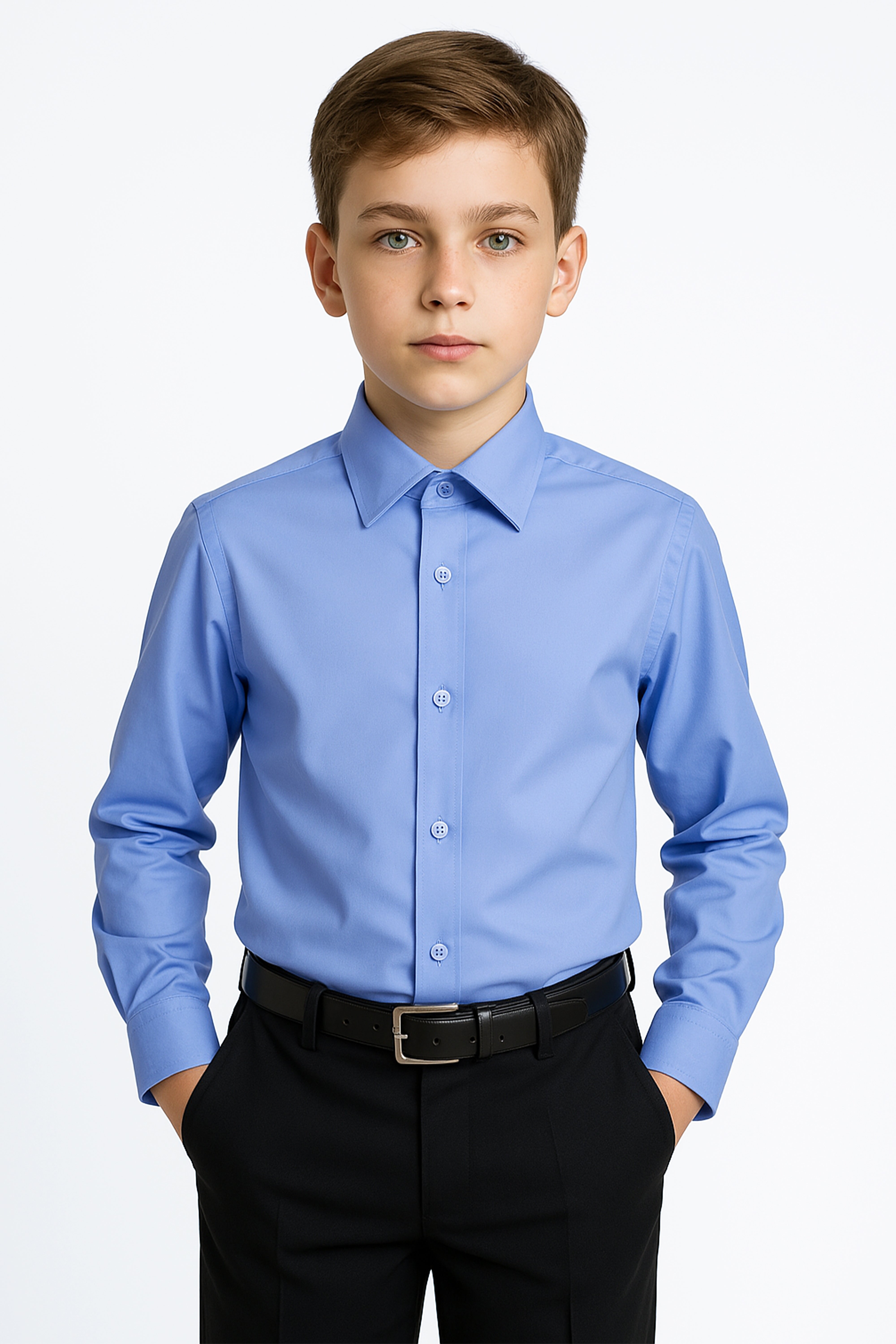 Boys Cotton Classic Collar Dress Shirt - Harput - Blue