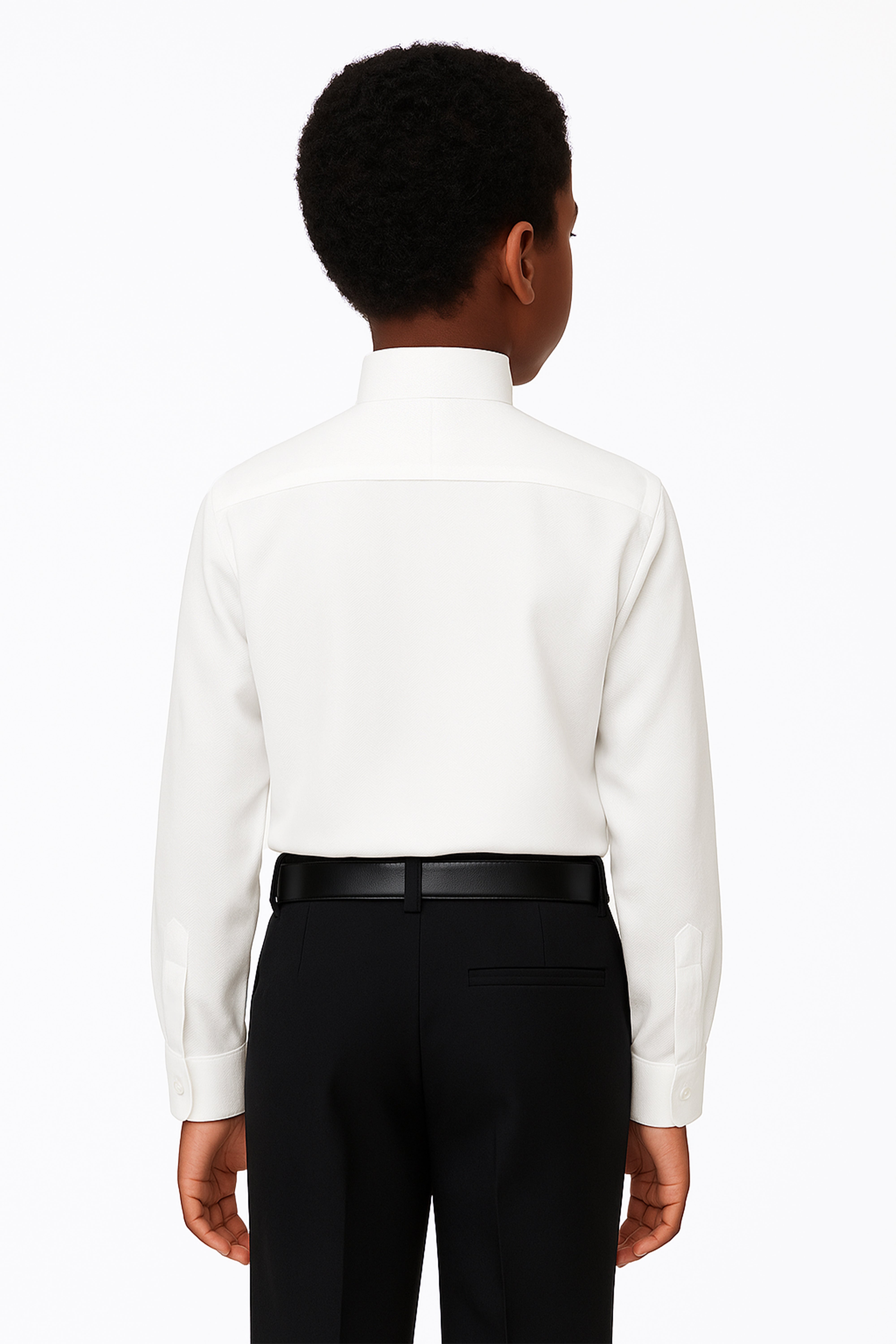 Boys Wing Collar Herringbone Dress Shirt - Harput - Ivory