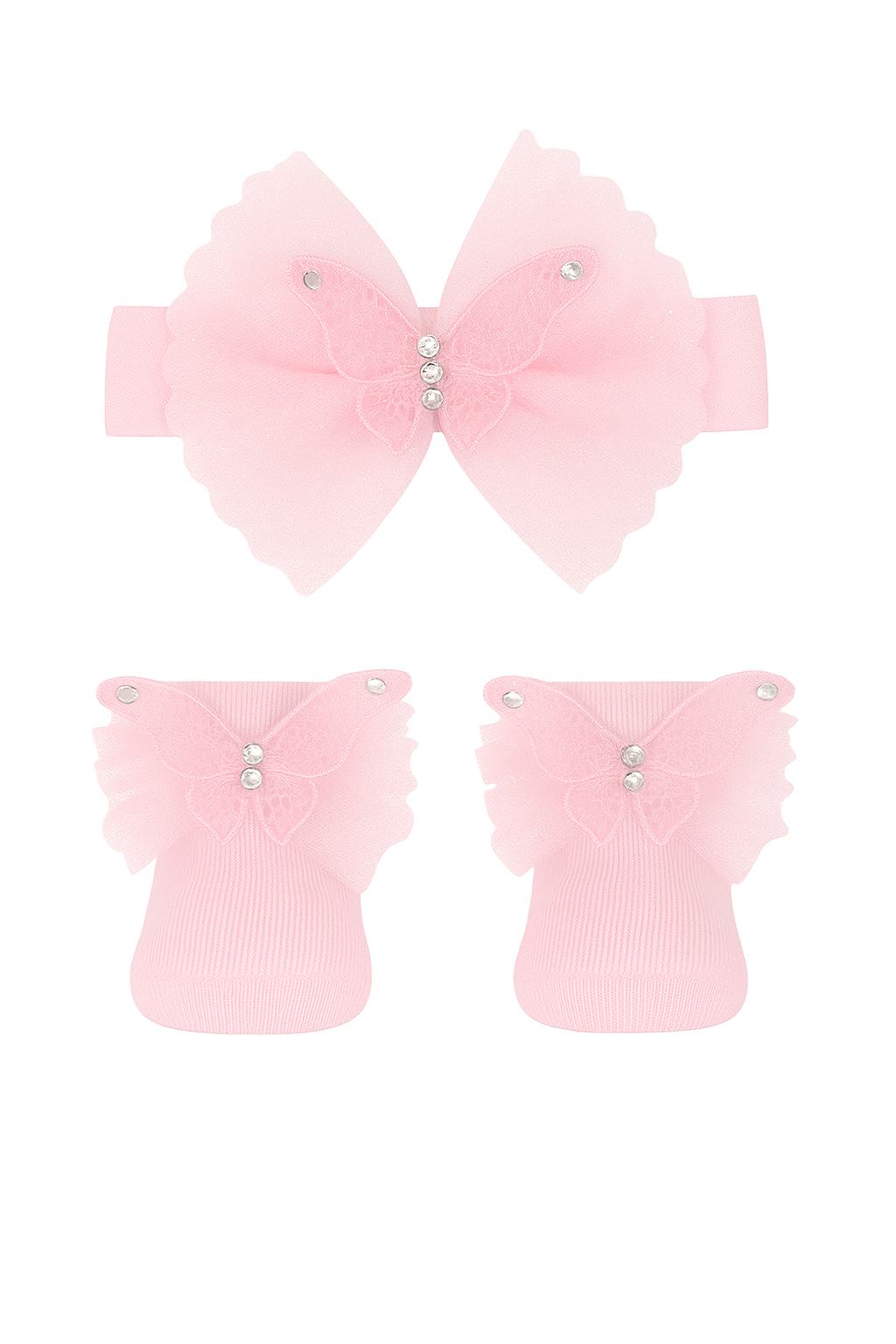 Baby Girls Headband and Socks Set - Pink