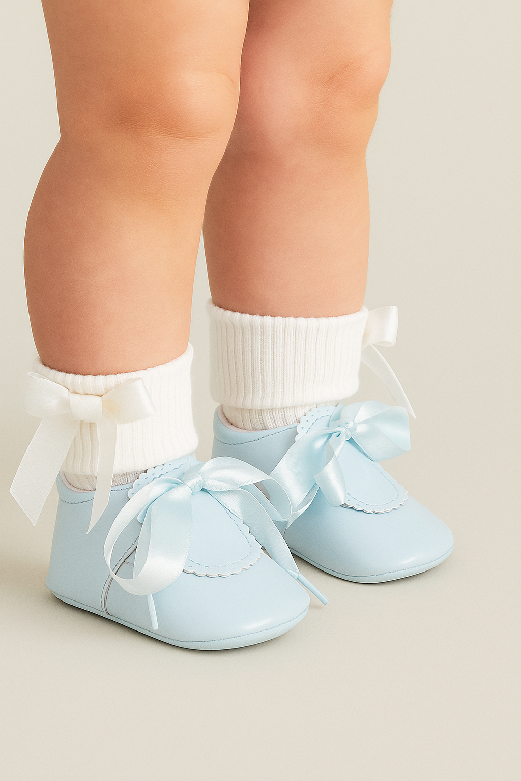 Unisex Baby Patent Shoes with Ribbon - 908 - Blue