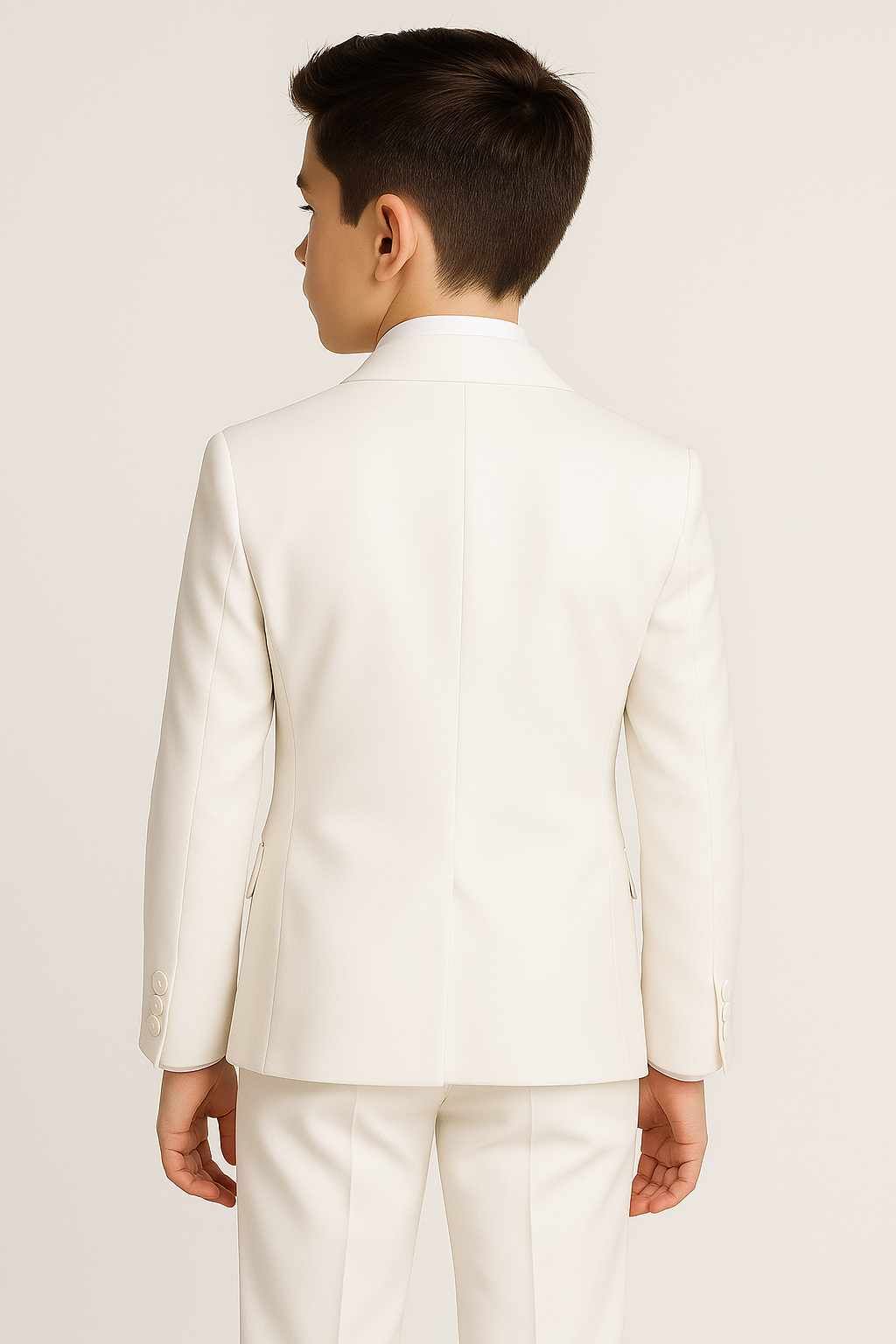 Boys 6 Piece Communion Tailored Fit Suit Set - White - Ivory