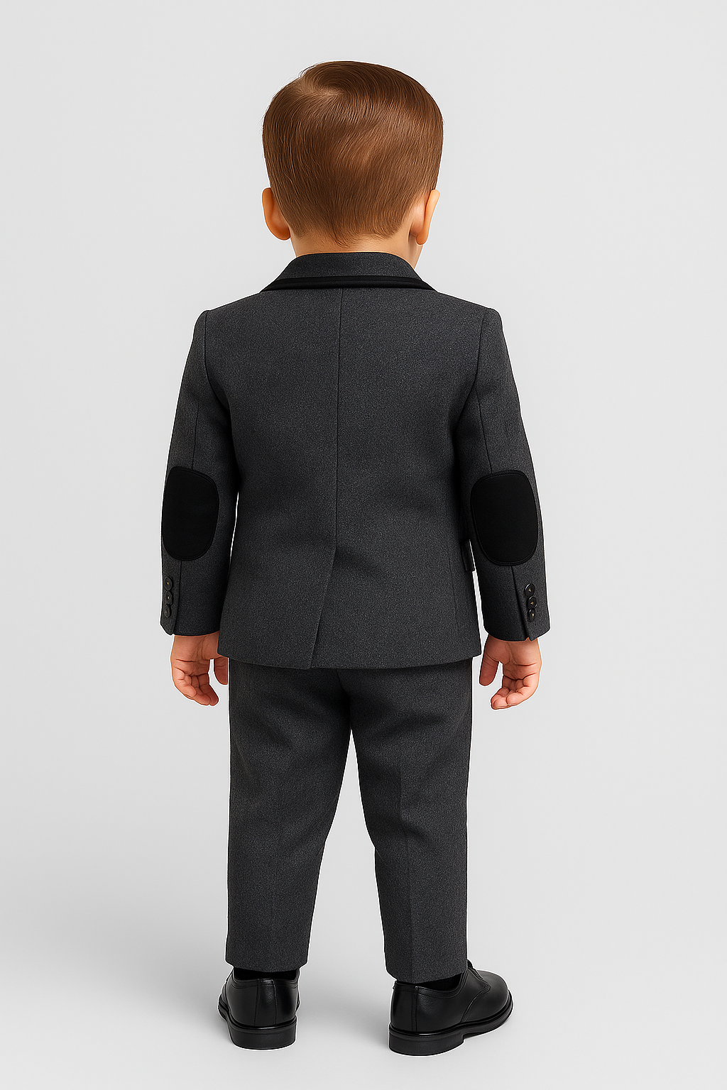 Boys Wool Effect Tweed Suit - Charcoal Grey