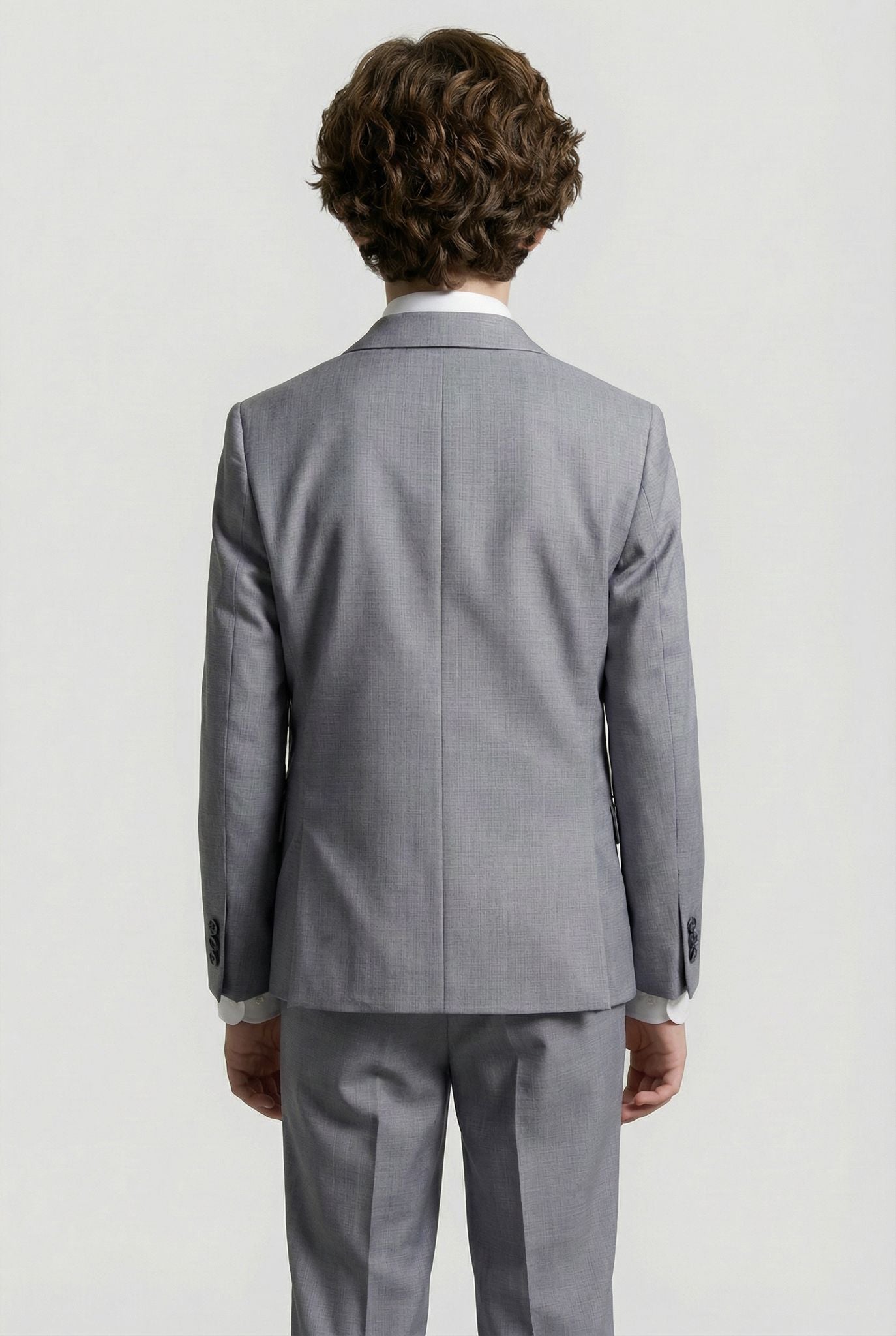 Boys 8-Piece Microcheck Formal Suit - Grey