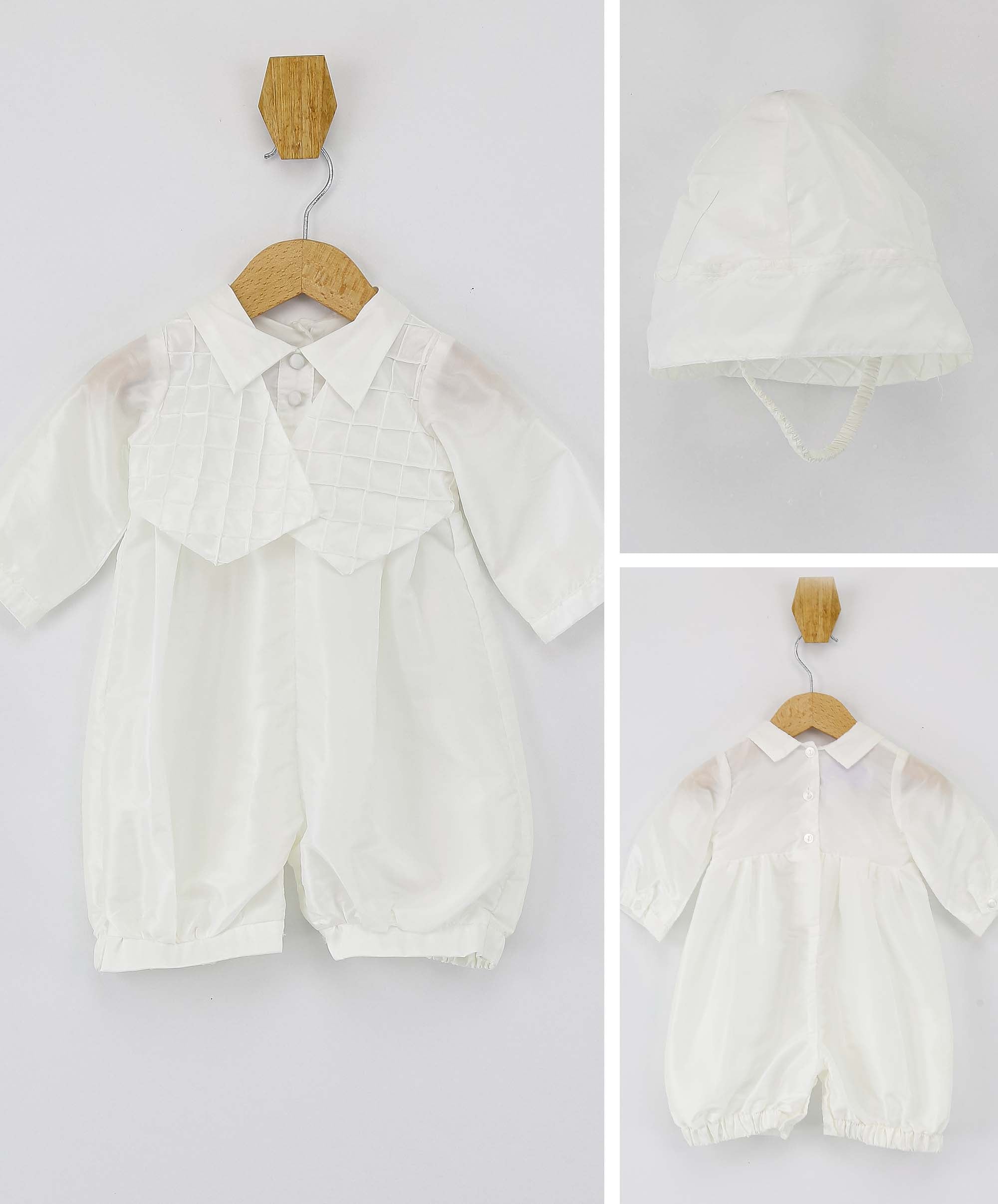 Baby Boys Off-White Christening Romper Suit