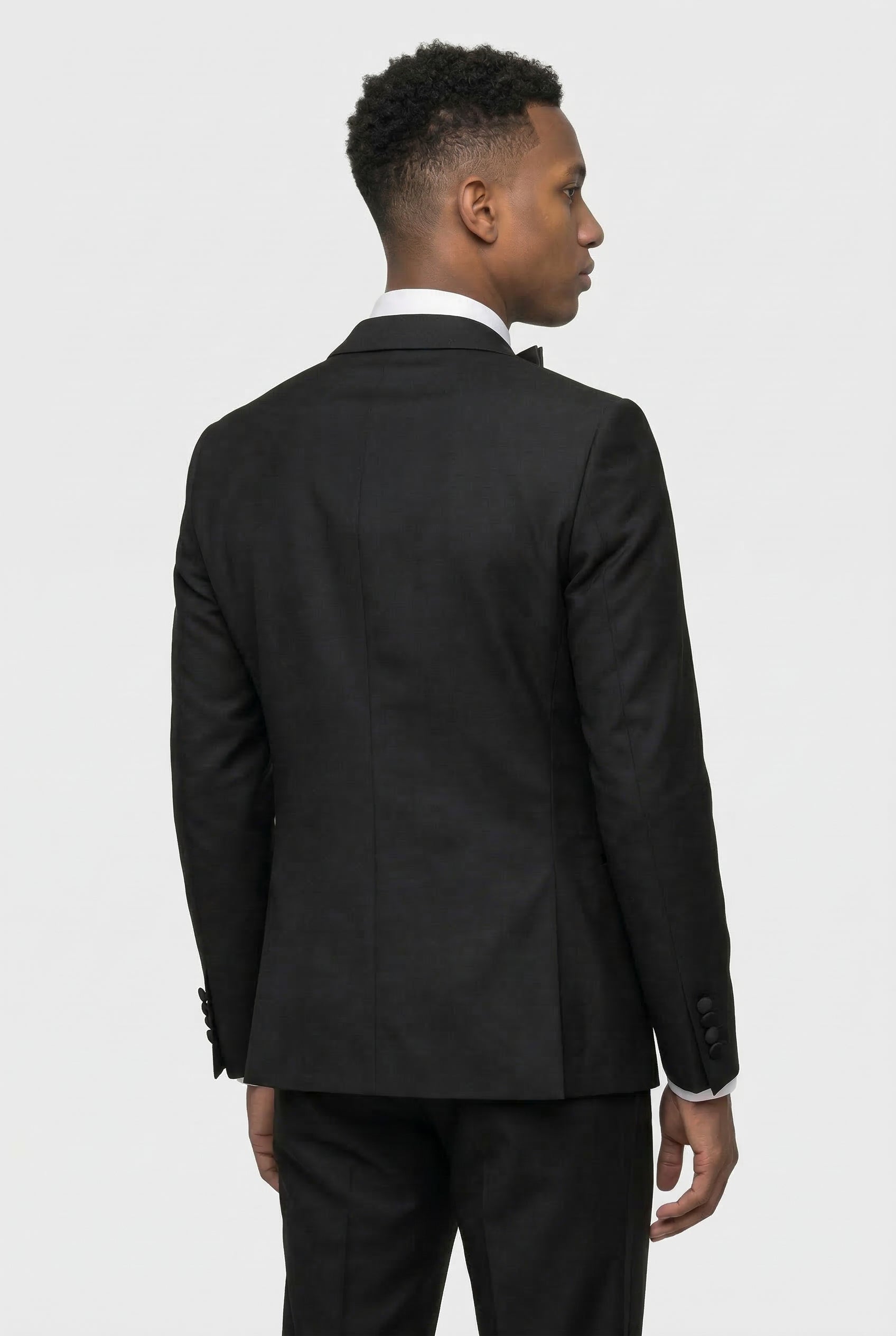 Aspen Black Prom Tuxedo Suit with Satin Lapels Back Picture