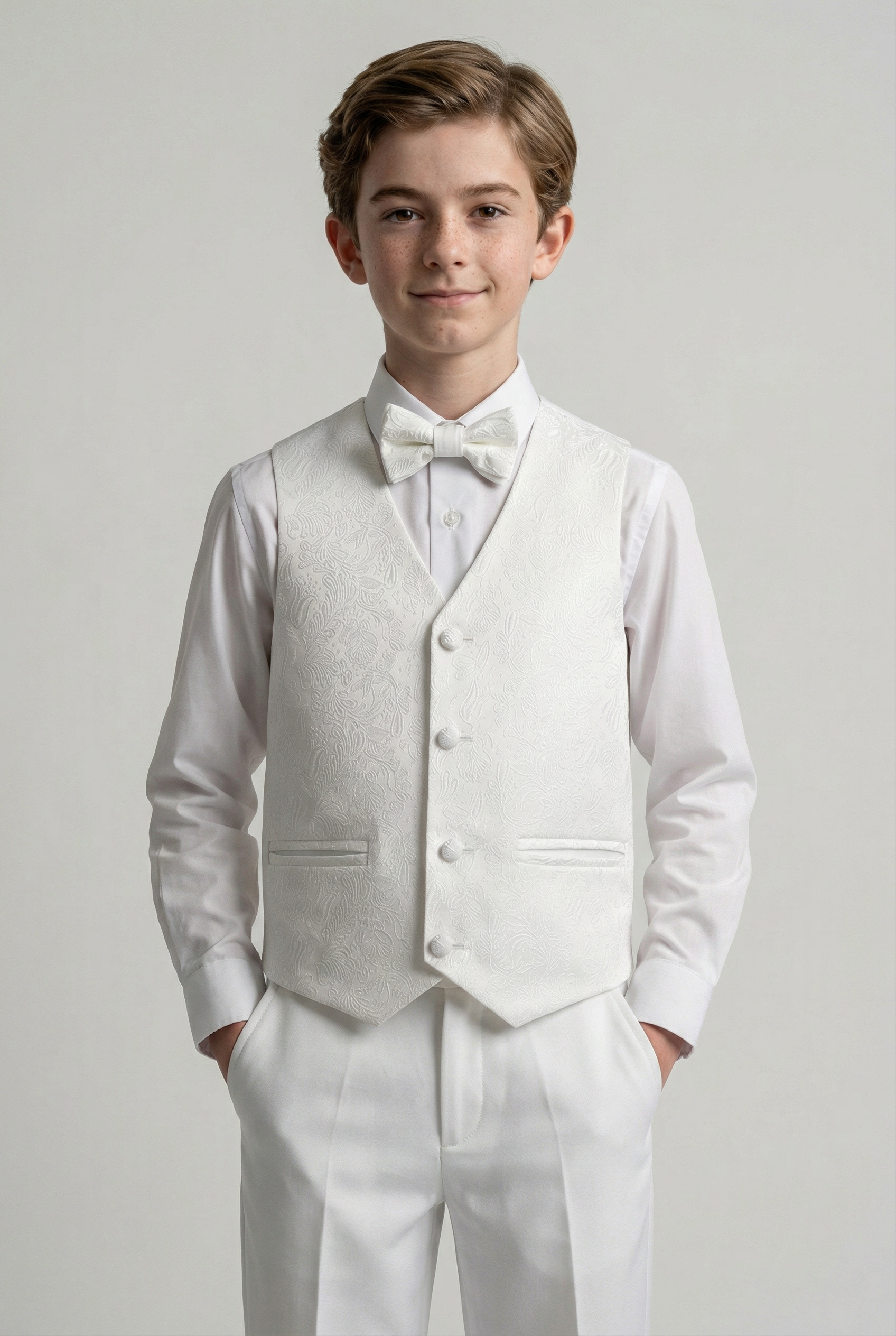 Babies & Boys 4-Piece Ivory Jacquard Tuxedo Suit - Roman - Ivory
