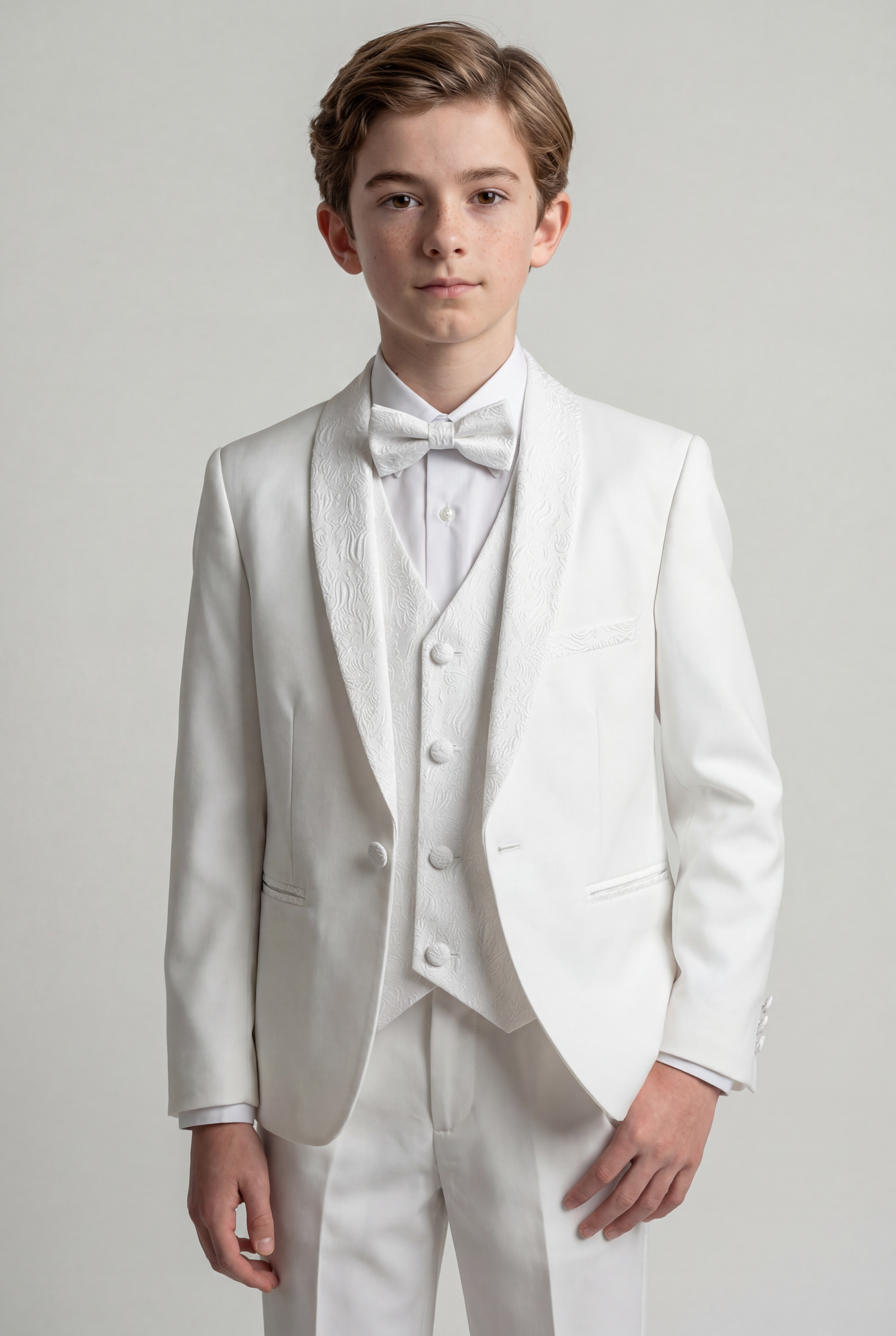 Babies & Boys 4-Piece Ivory Jacquard Tuxedo Suit - Roman - Ivory