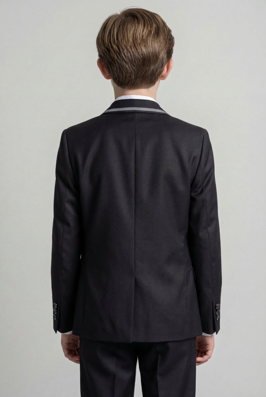 Babies & Boys 4-Piece Tuxedo-Style Suit with Contrast Trim - Daniel - Black