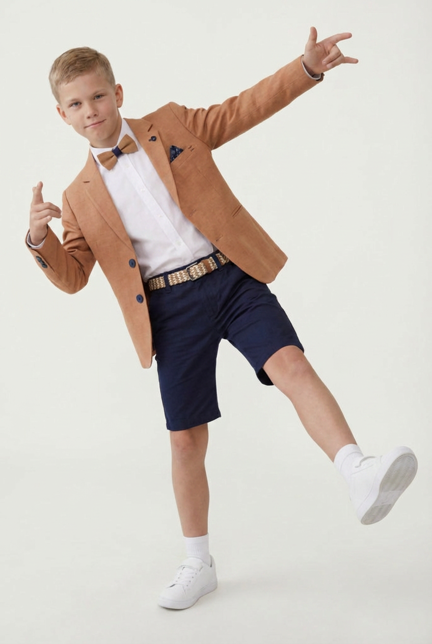 Babies & Boys Cotton 5 Piece Shorts Suit - Dylan - Camel