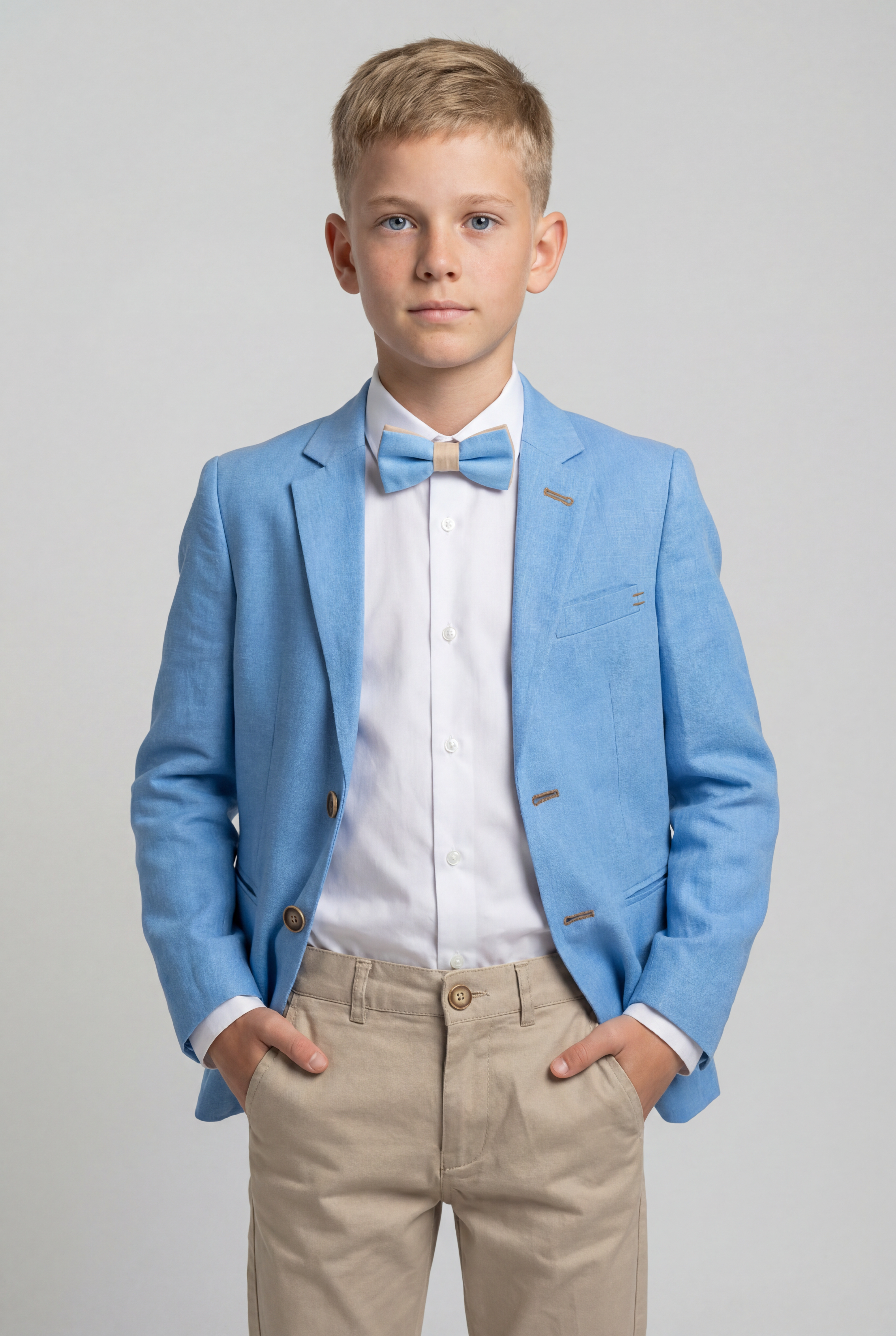 Babies & Boys Linen-Cotton 4 Piece Suit - Calvin - Blue
