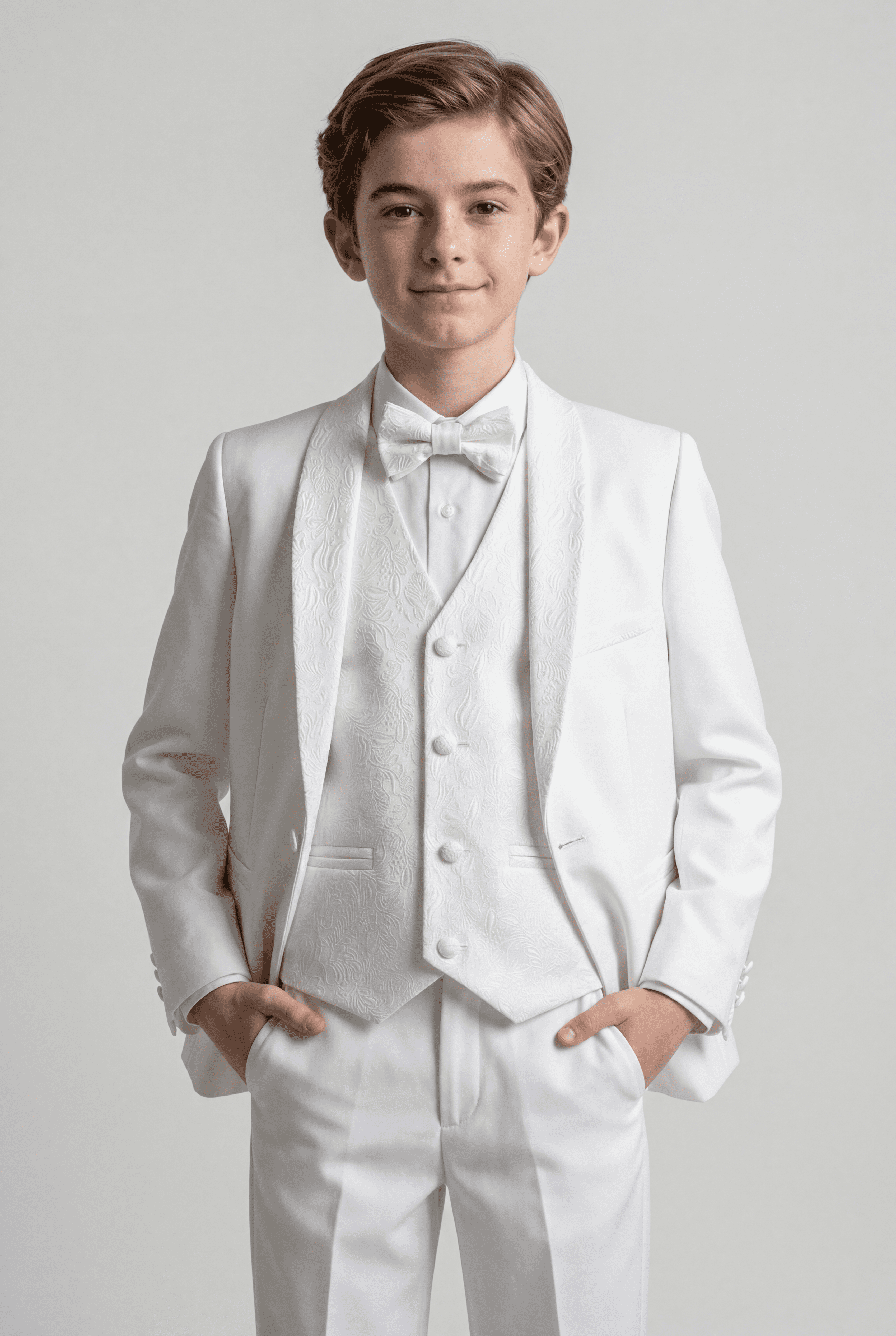 Babies & Boys 4-Piece Ivory Jacquard Tuxedo Suit - Roman - Ivory
