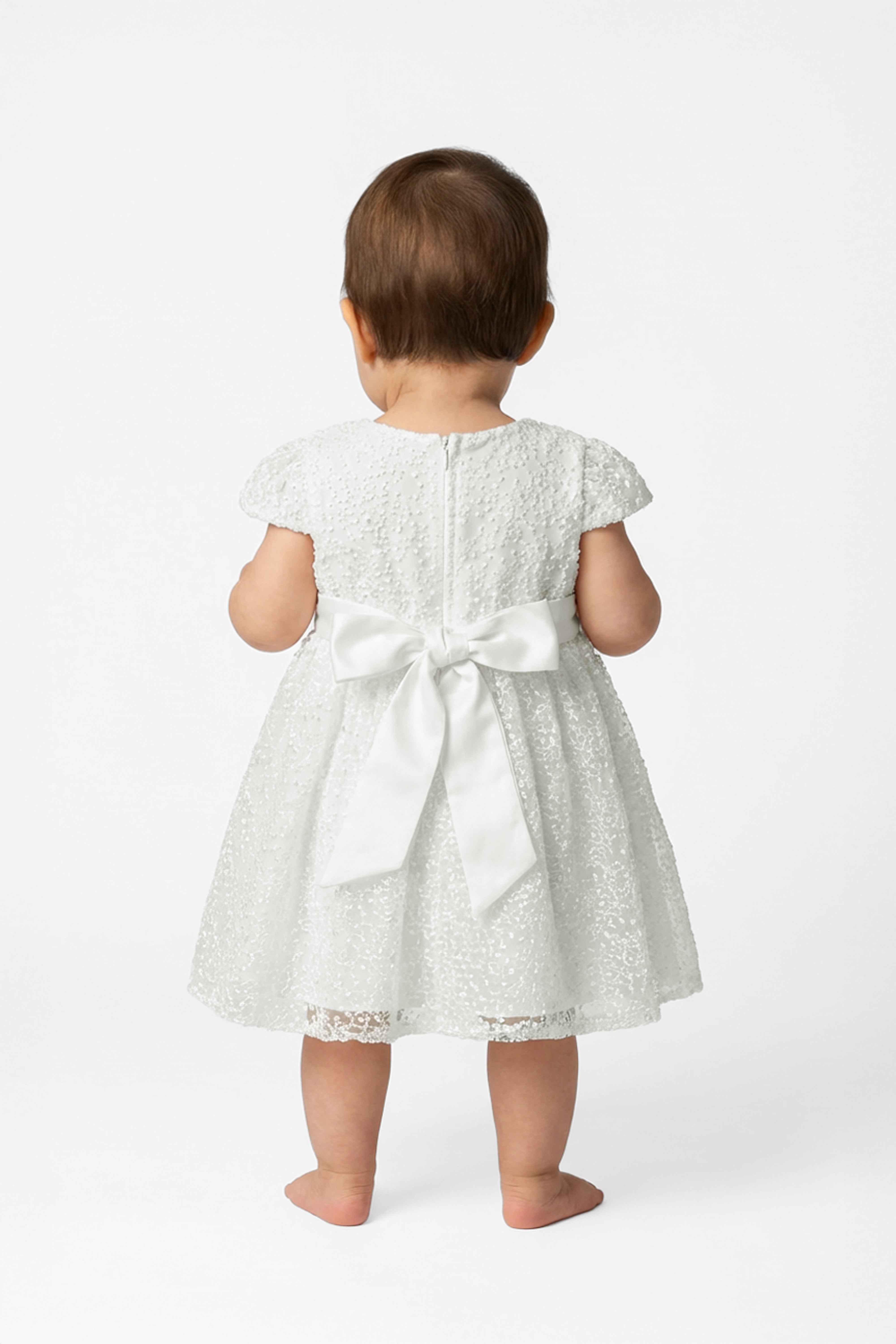 Babies & Girls Ivory Embroidered Dress Set Back Picture