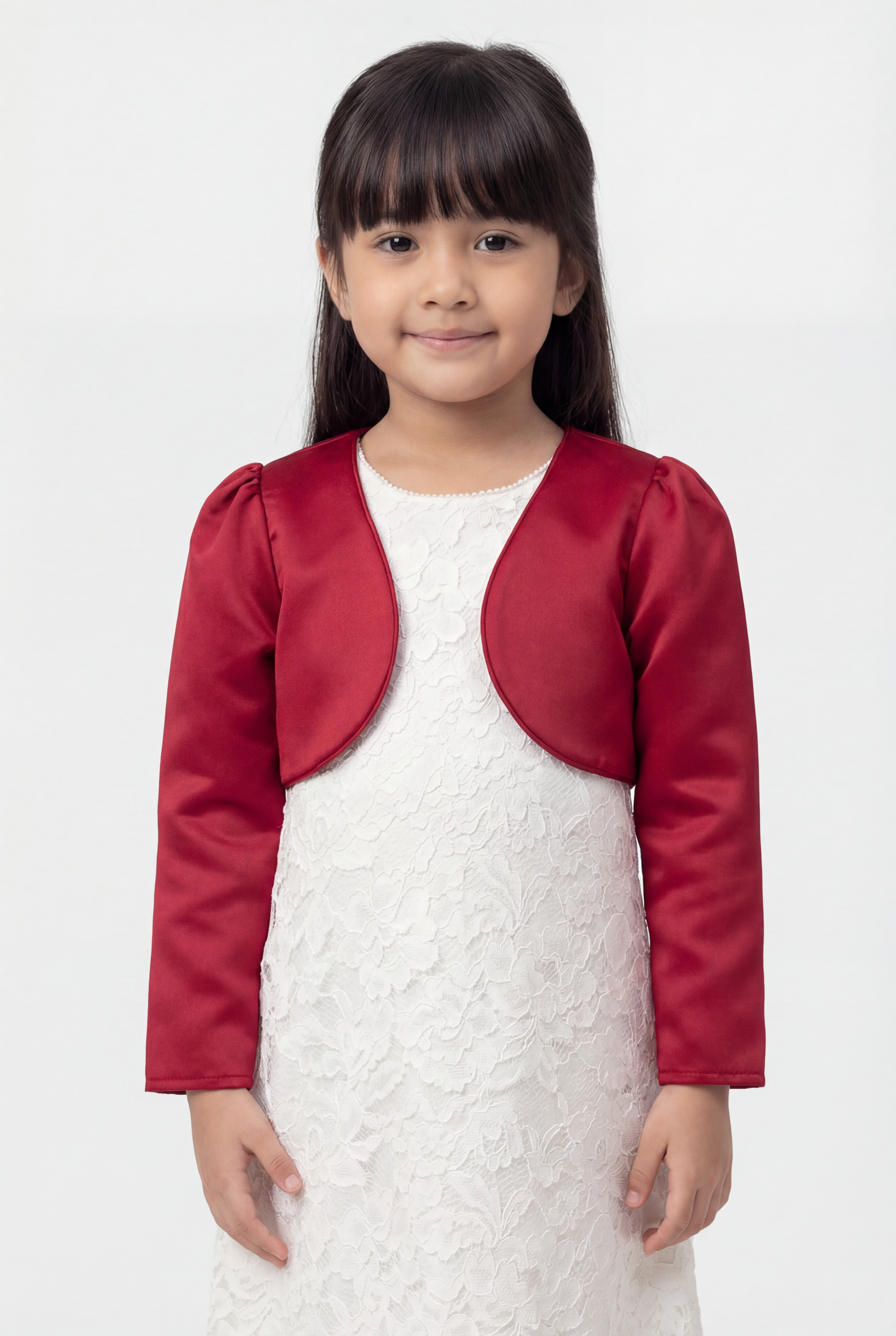 Babies & Girls Long Sleeves Bolero - Red