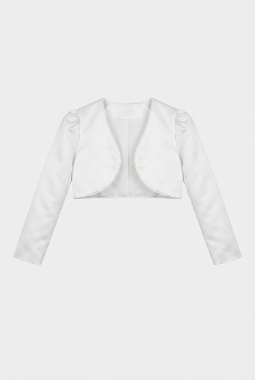 Babies & Girls Long Sleeves Bolero - White