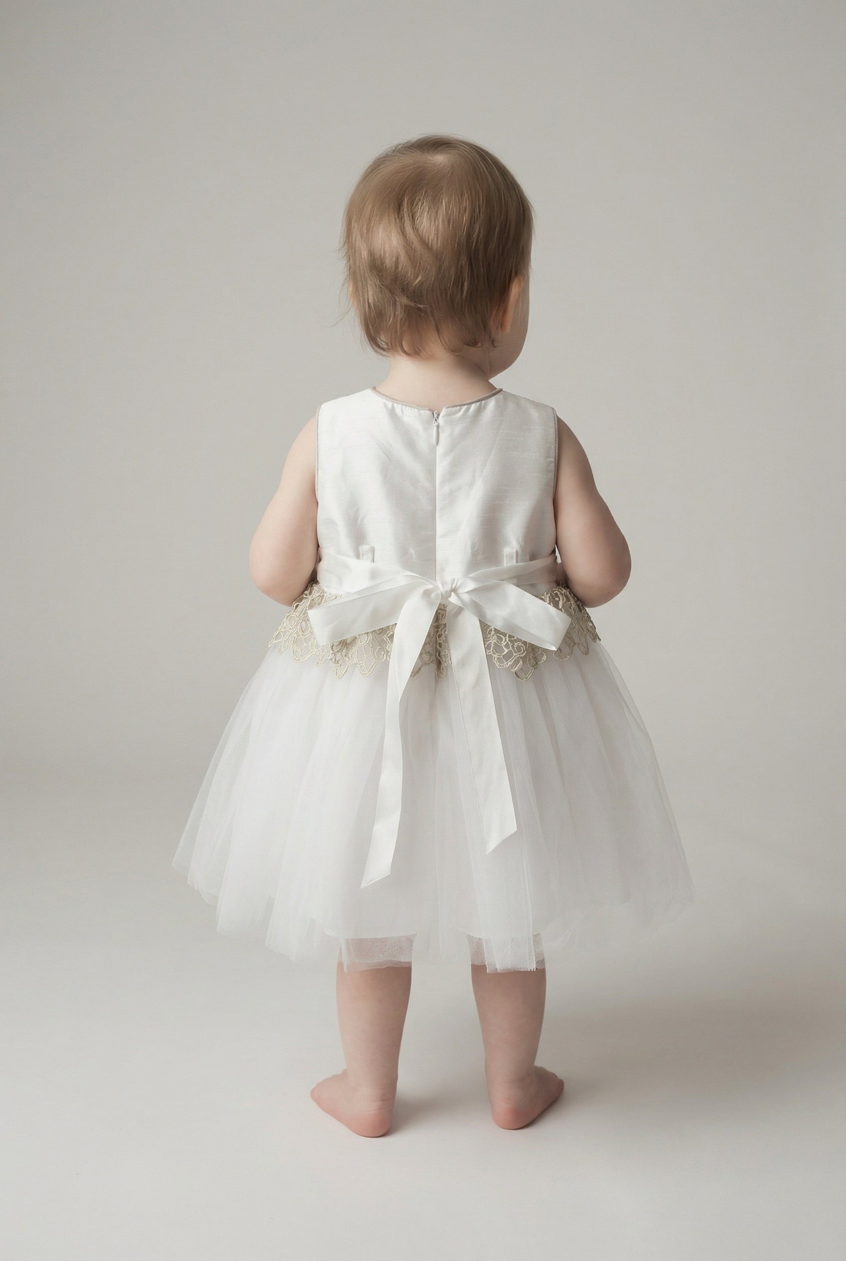 Babies & Girls Ivory Satin & Tulle Dress