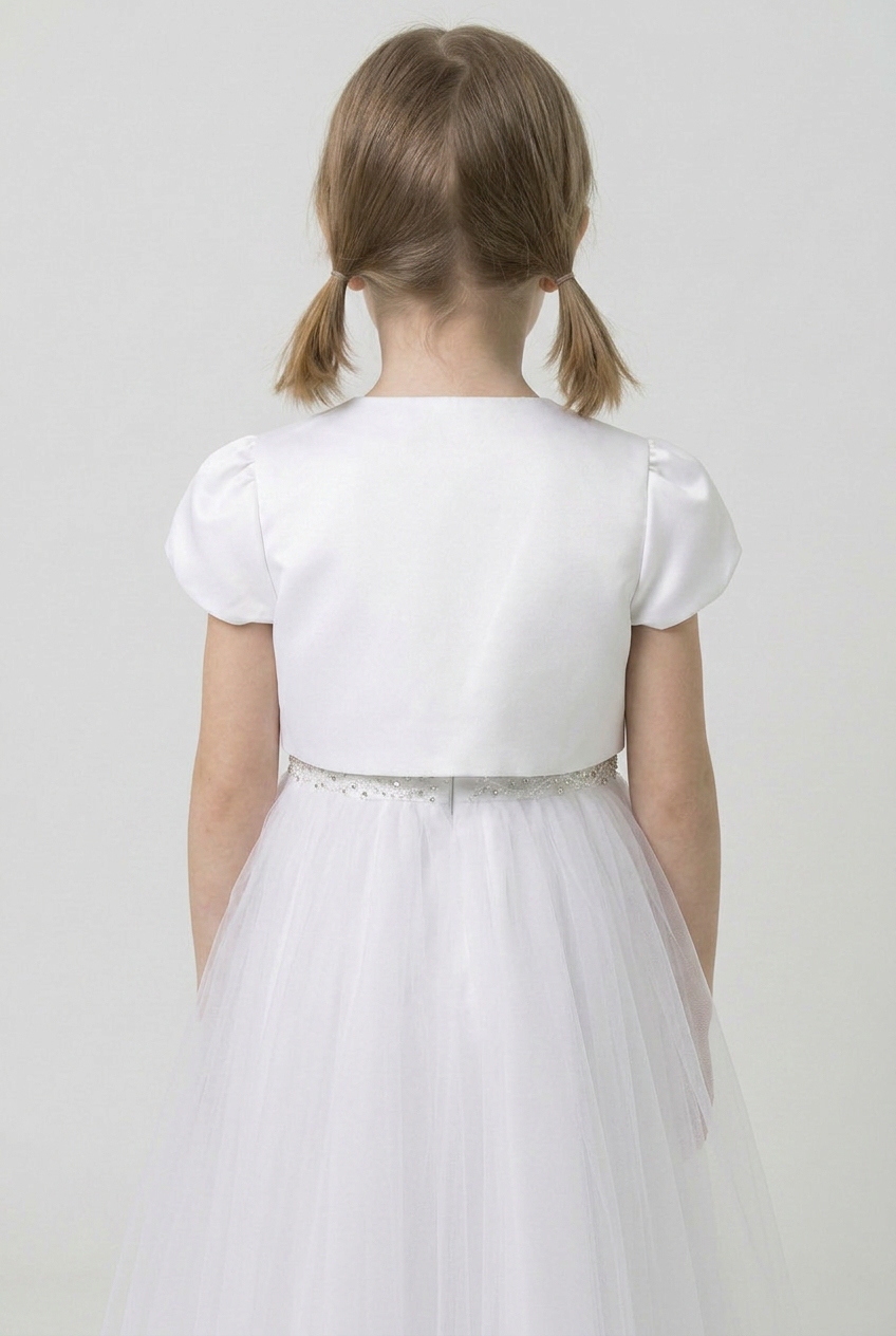 Babies & Girls Short Sleeve Bolero - White