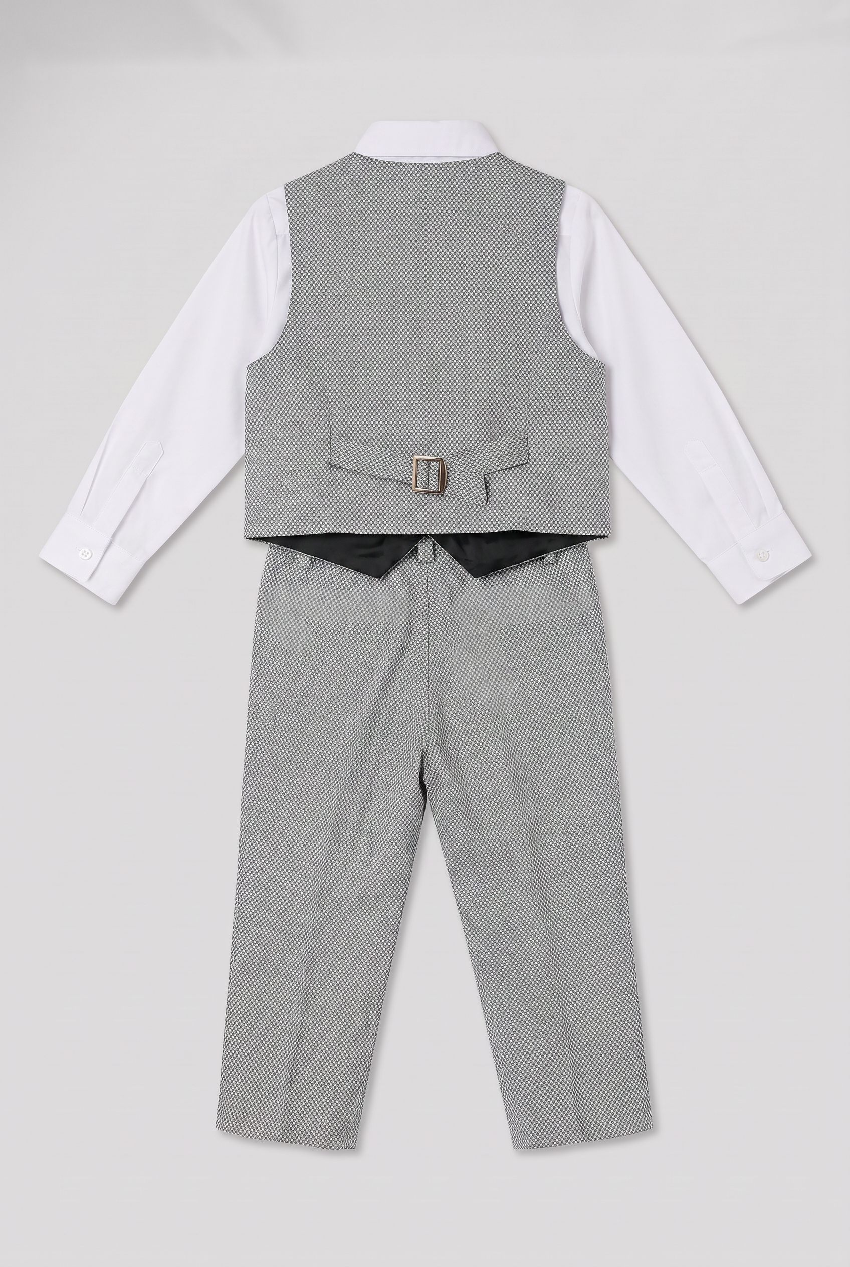 Baby Boys 4-Piece Cotton Waistcoat Suit Set - DAMATLIK - Grey