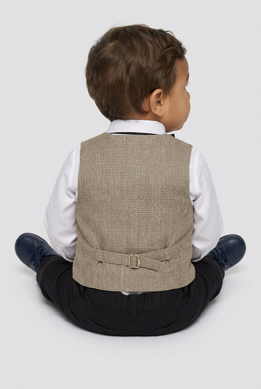 Baby Boys 4-Piece Textured Jacquard Waistcoat Suit - SPOR ZARGOS TAN BROWN