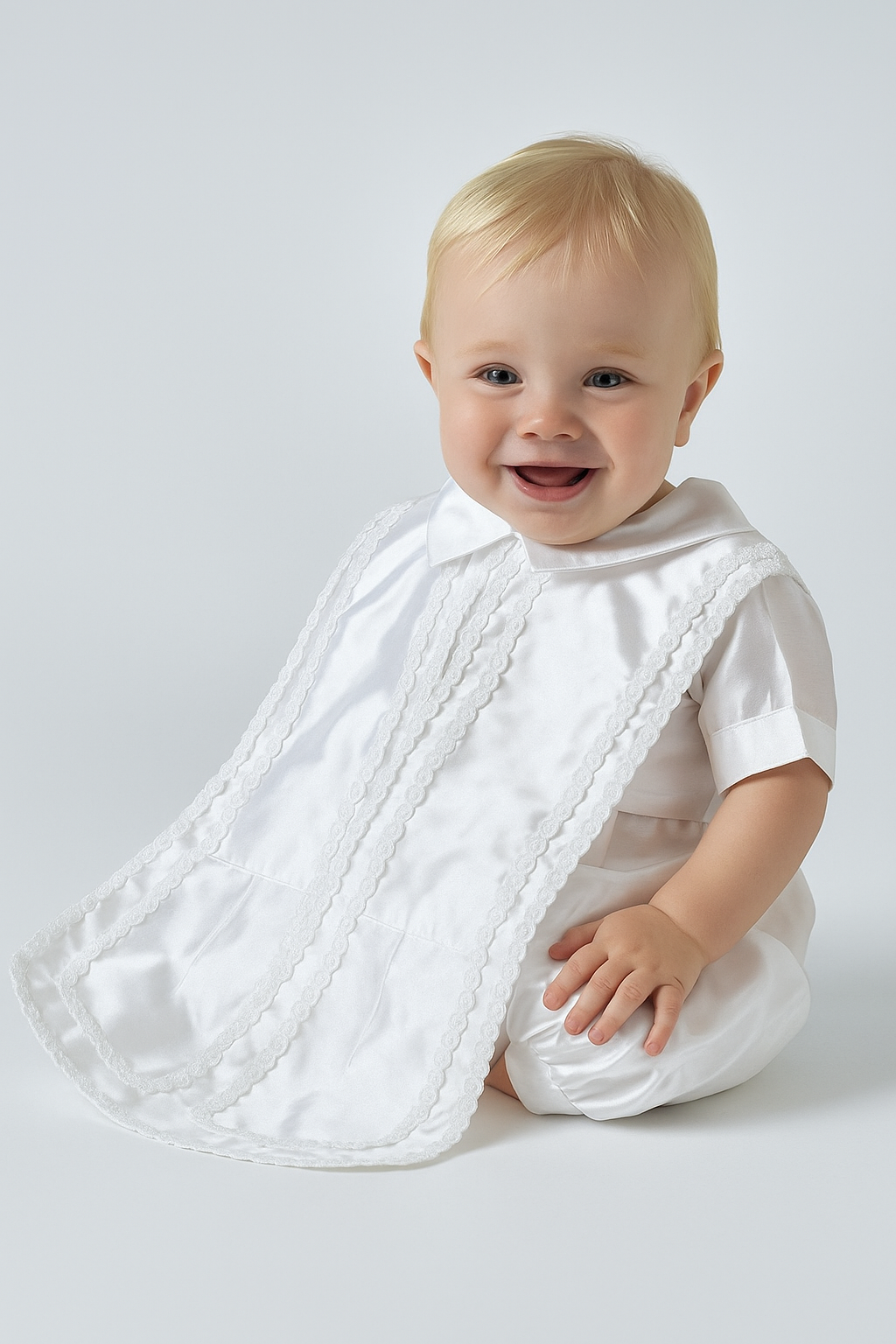 Baby Boys Christening White Romper Set - THEO - White
