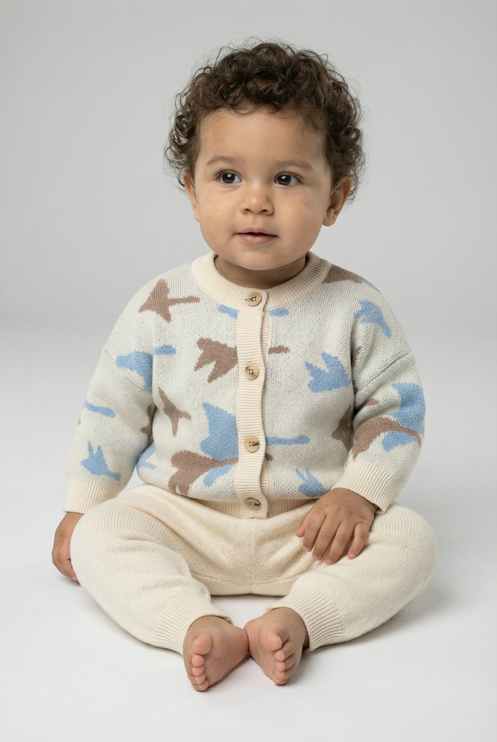 Baby Boys Knit Cardigan & Trousers 2-Piece Set