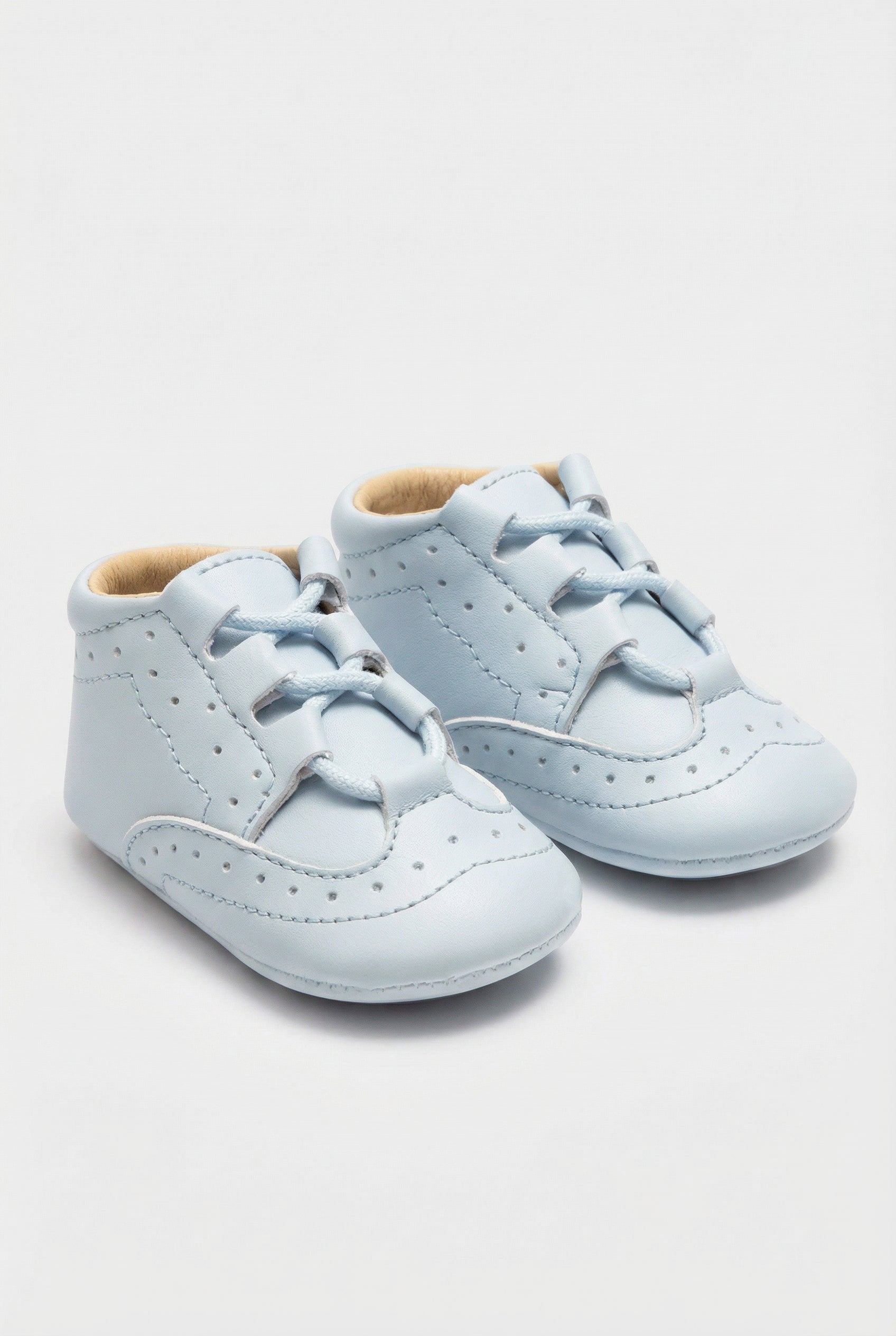 Baby Boys Patent Lace Up Pram Shoes - Leon - Blue Side Picture