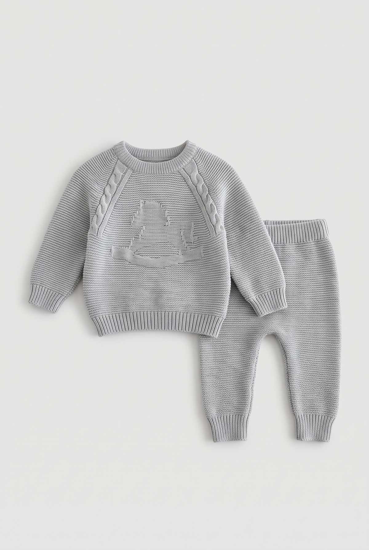 Baby Boys Rocking Horse Knitted Jumper and Joggers 2-Piece Set - 26010 Grey