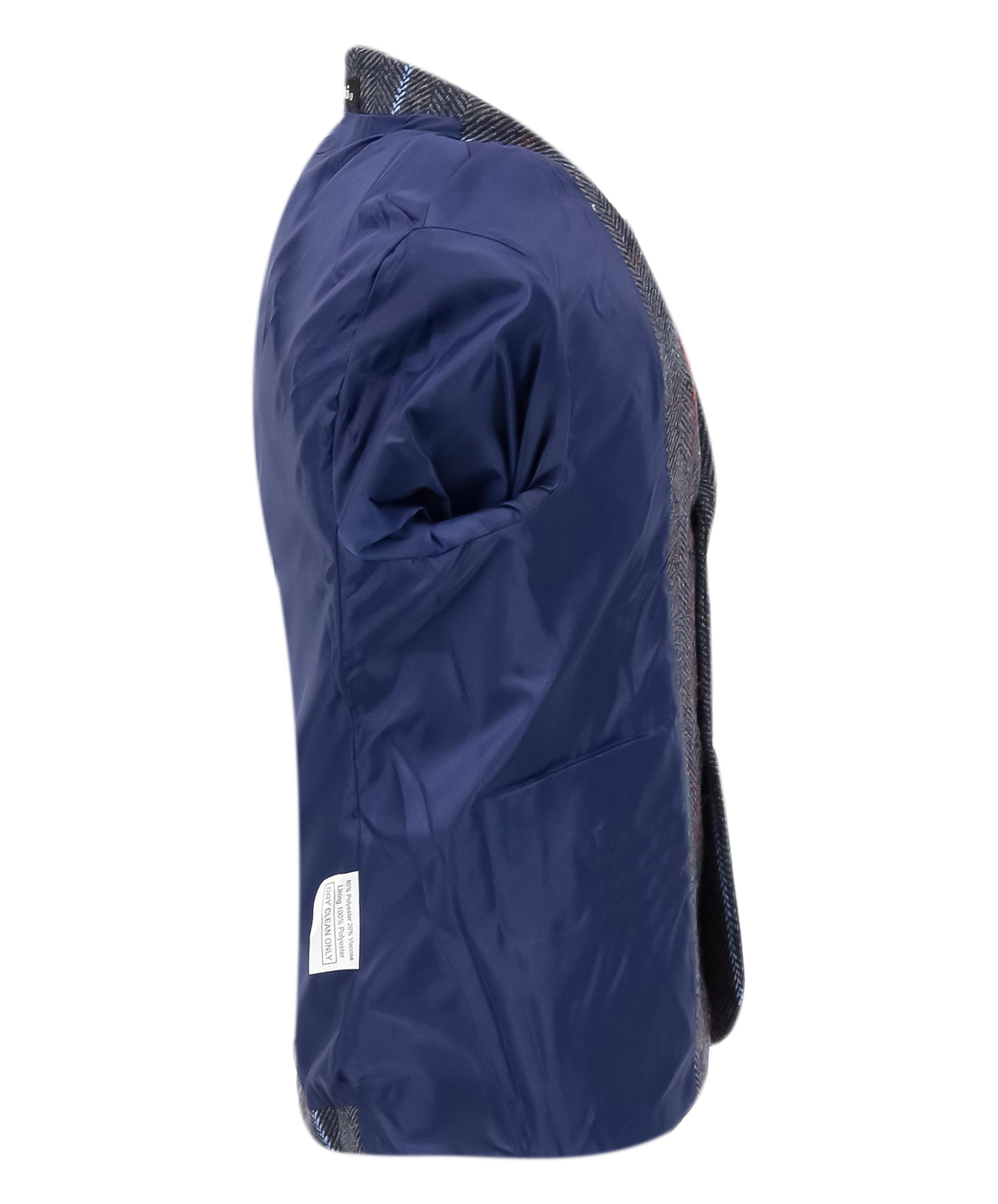 Baby Boys Tweed Herringbone Pinstripe Formal Blazer - Navy Blue Linning Picture