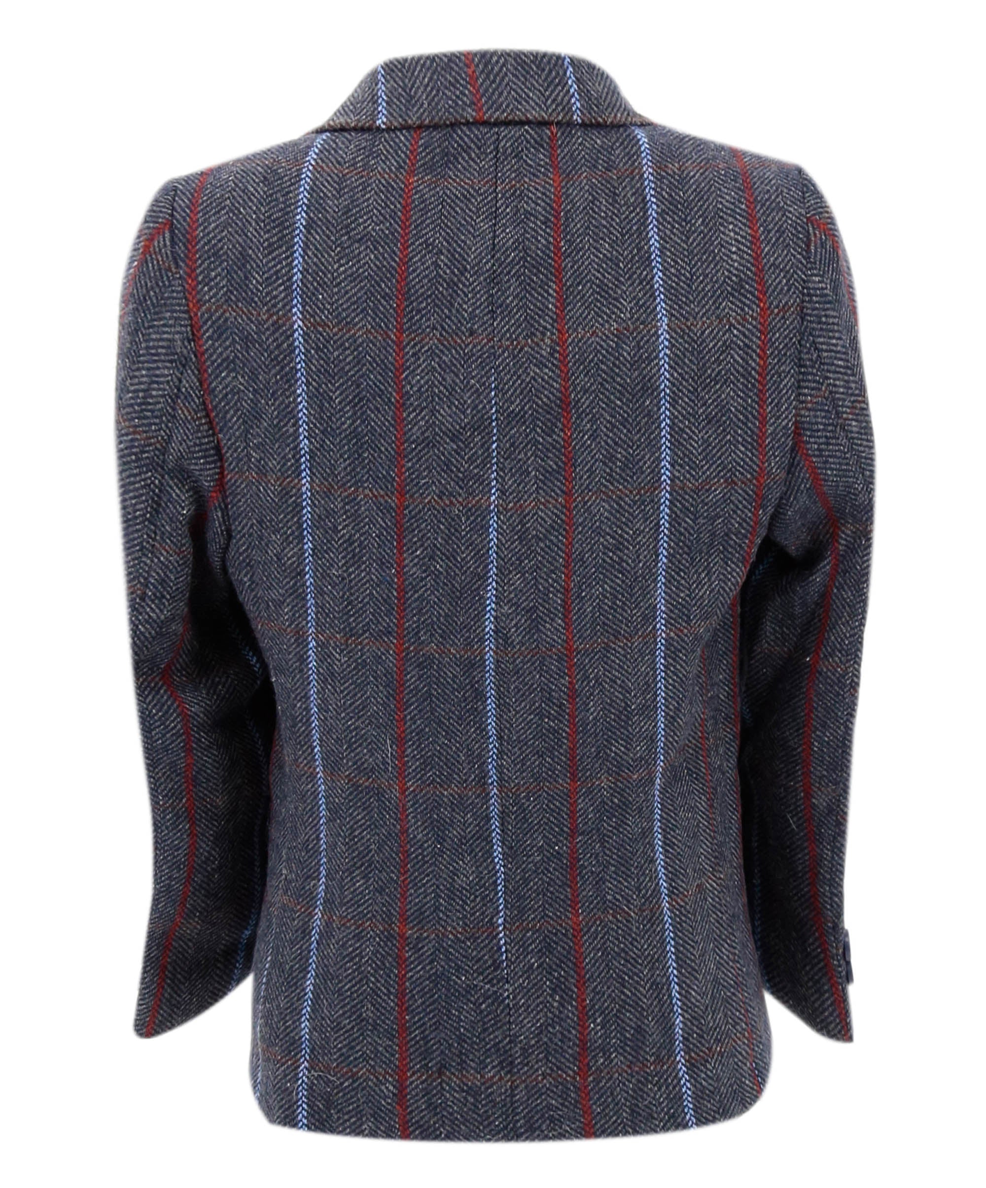 Baby Boys Tweed Herringbone Pinstripe Formal Blazer - Navy Blue Back Picture