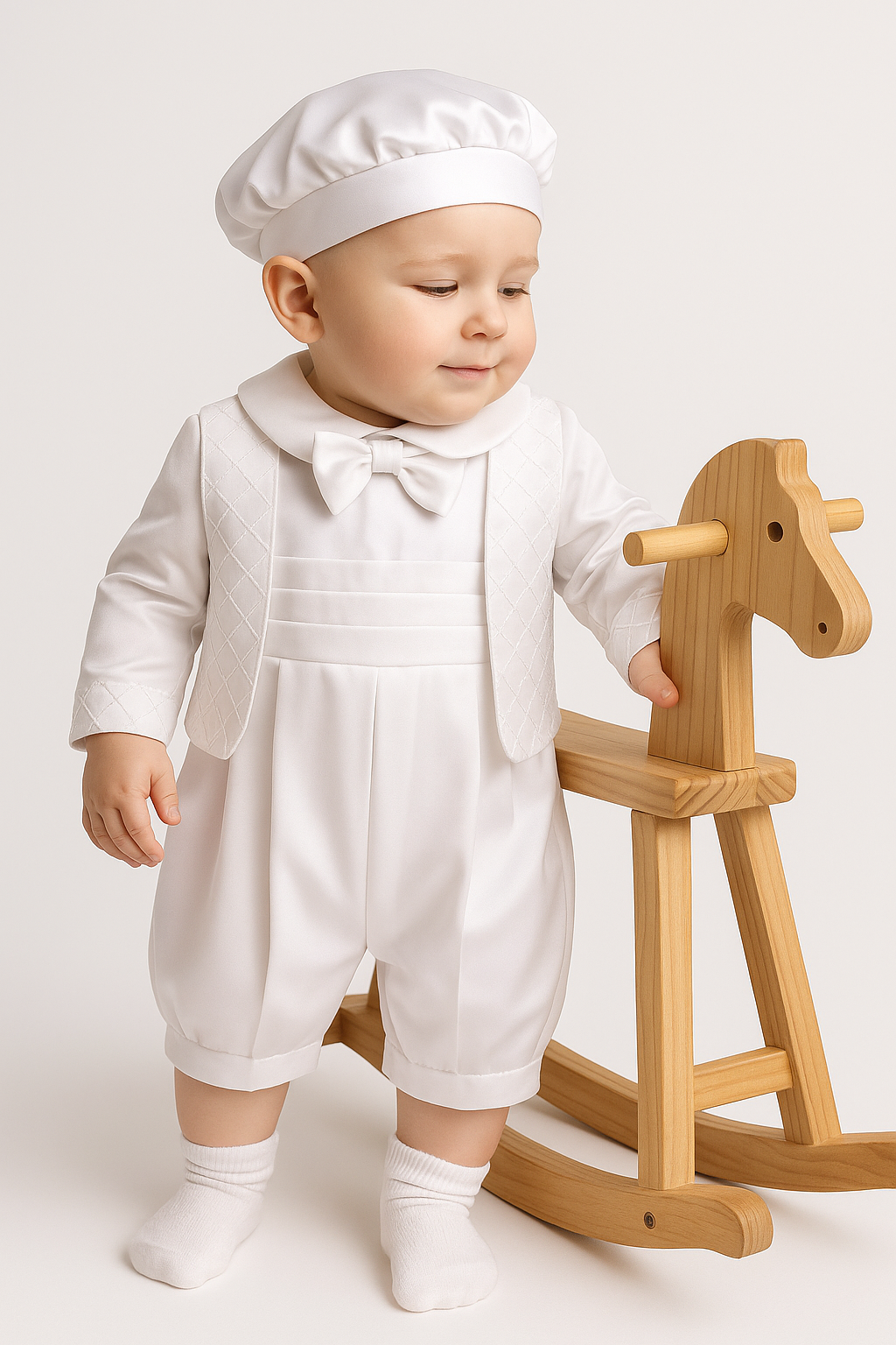 Baby Boys White Christening Outfit Set - LIAM - White Model Picture