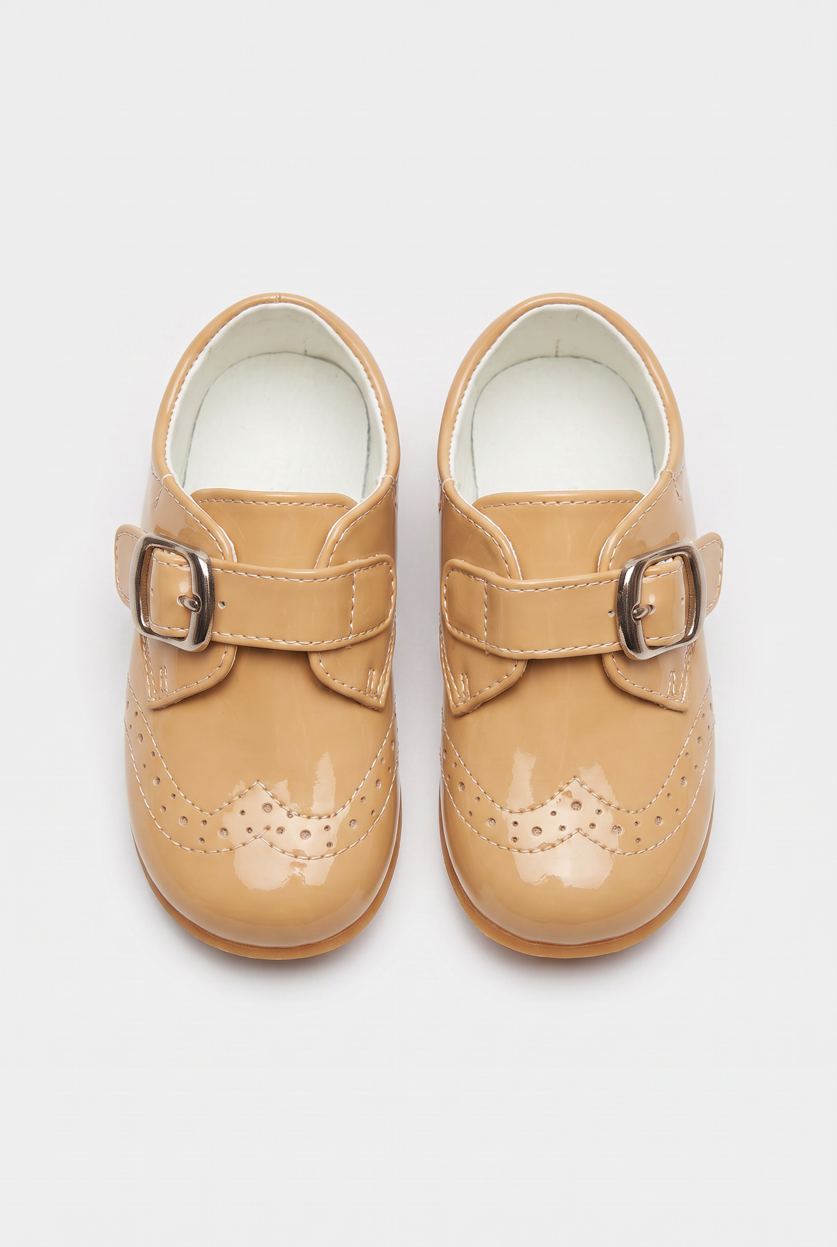 Baby Boys and Girls Patent Slip on Formal Wedding Shoes - Beige