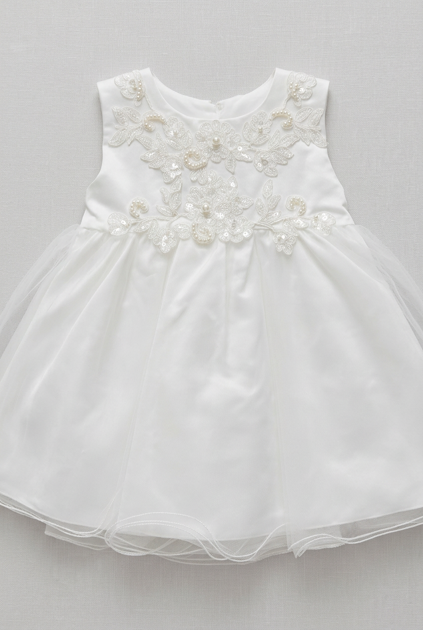 Baby Girls Ivory Embroidered Occasion Dress with Tulle Cape & Bonnet