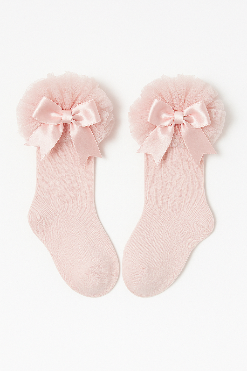 Baby Girls Ruffle Bow Frilly Ankle Socks - Pink