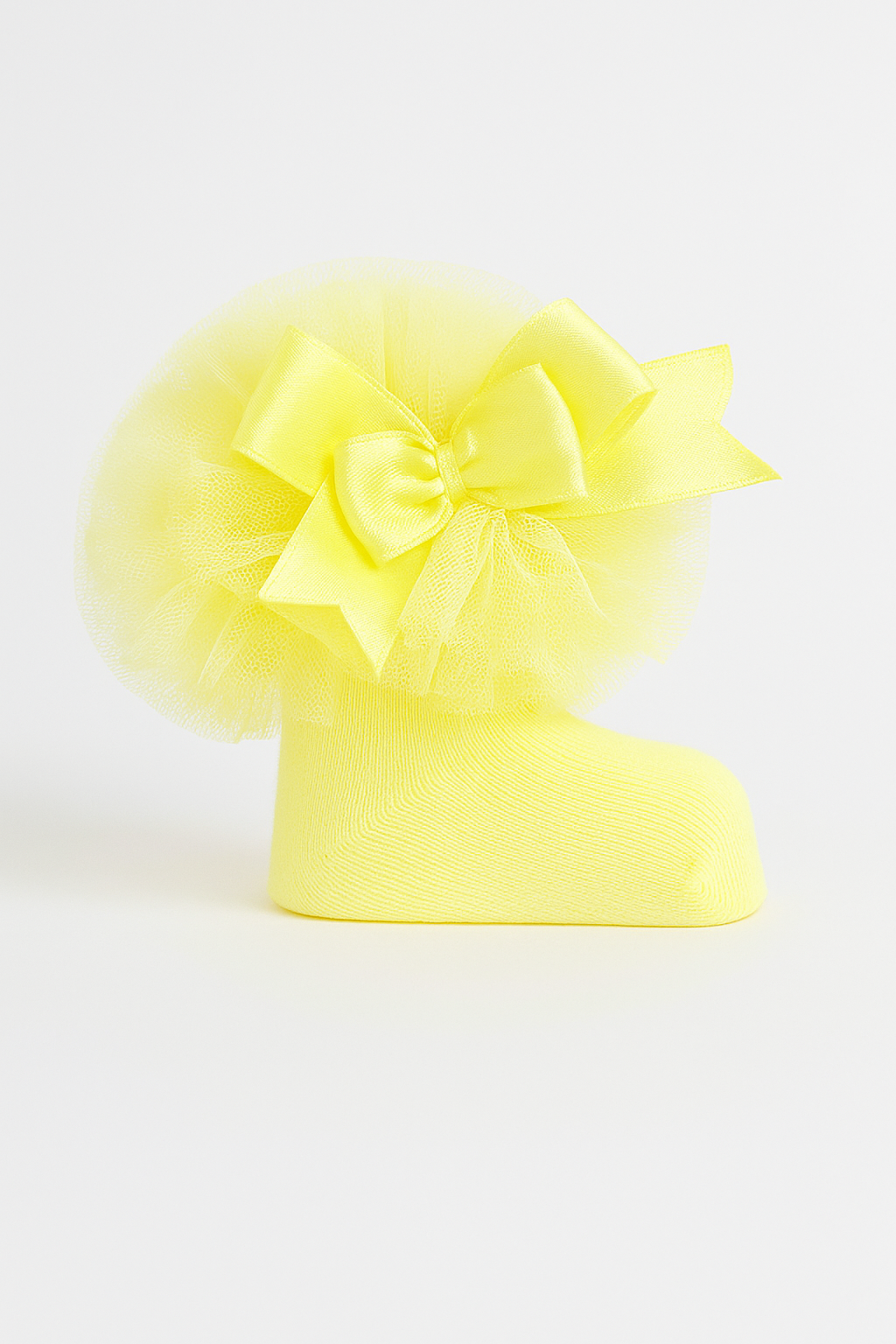 Baby Girls Ruffle Bow Frilly Ankle Socks - Yellow Picture