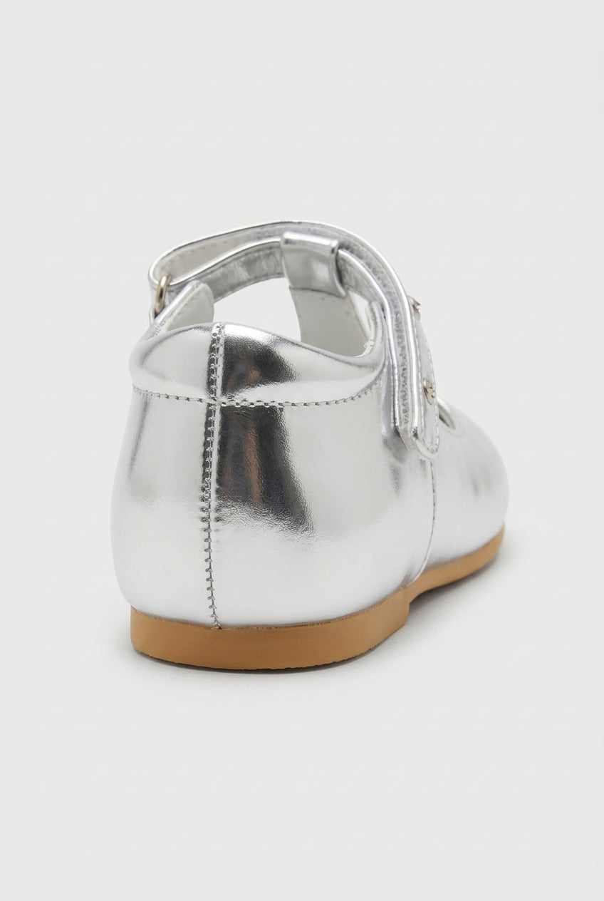 Baby Girls Silver Studded Mary Jane Shoes Back picture