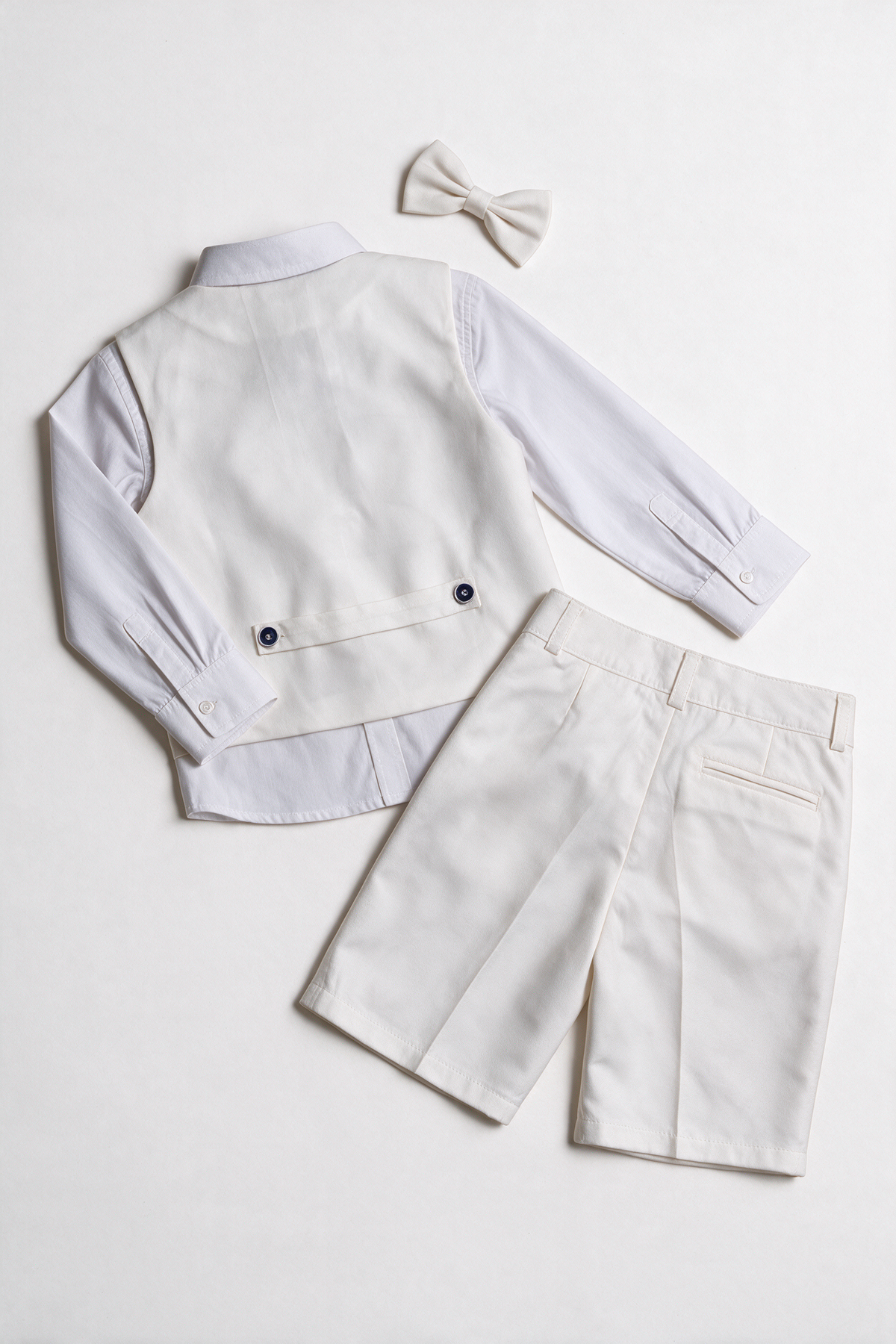Baby & Boys 3-Piece White Cotton-Linen Waistcoat Shorts Suit Set - WHITBY