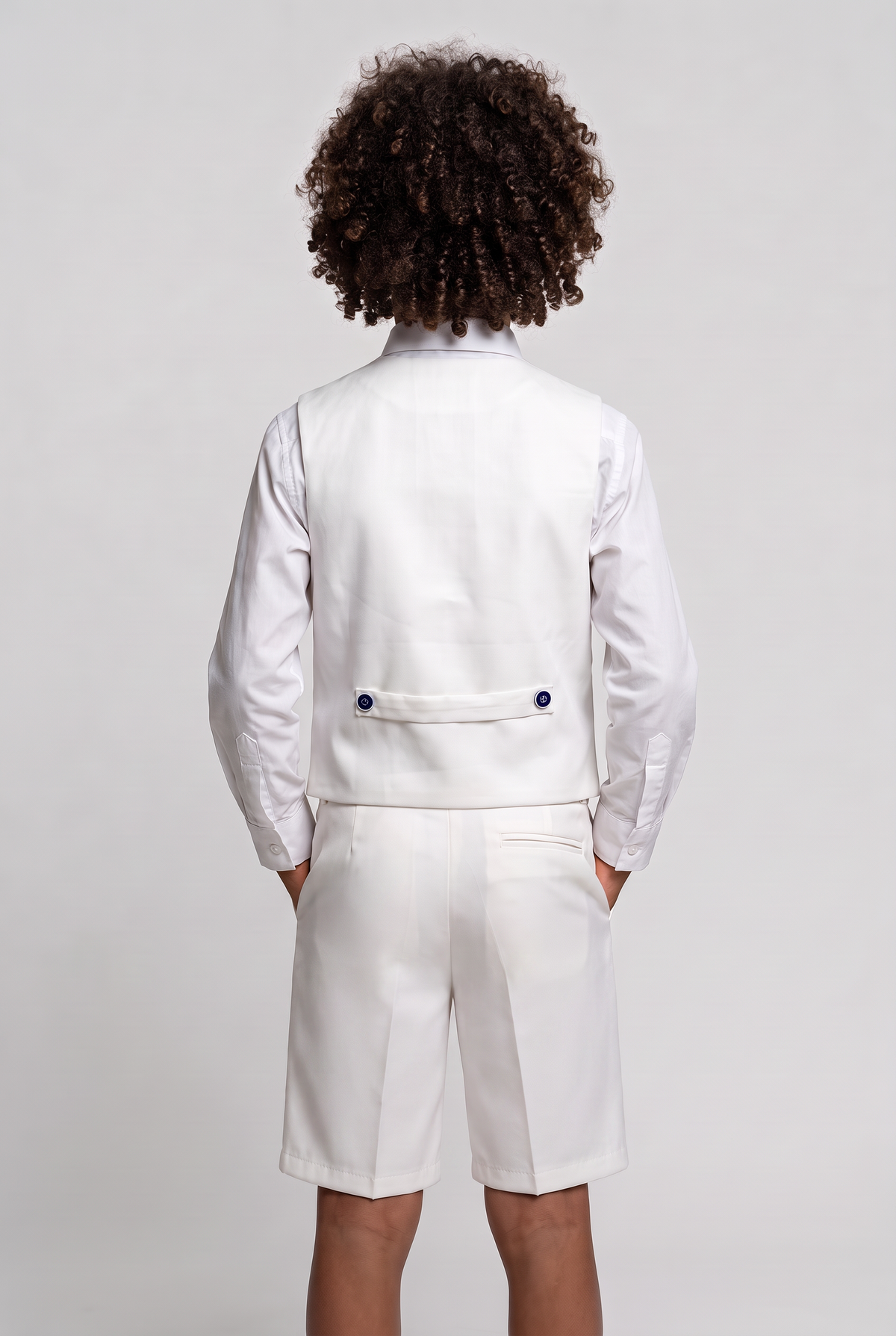 Baby & Boys 3-Piece White Cotton-Linen Waistcoat Shorts Suit Set - WHITBY