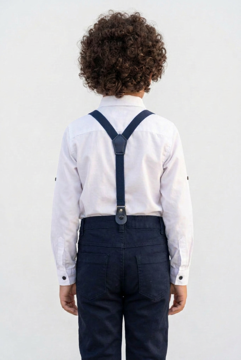 Baby & Boys 4-Piece Cotton Gentleman Outfit Set - OXFORD - White - Navy Blue