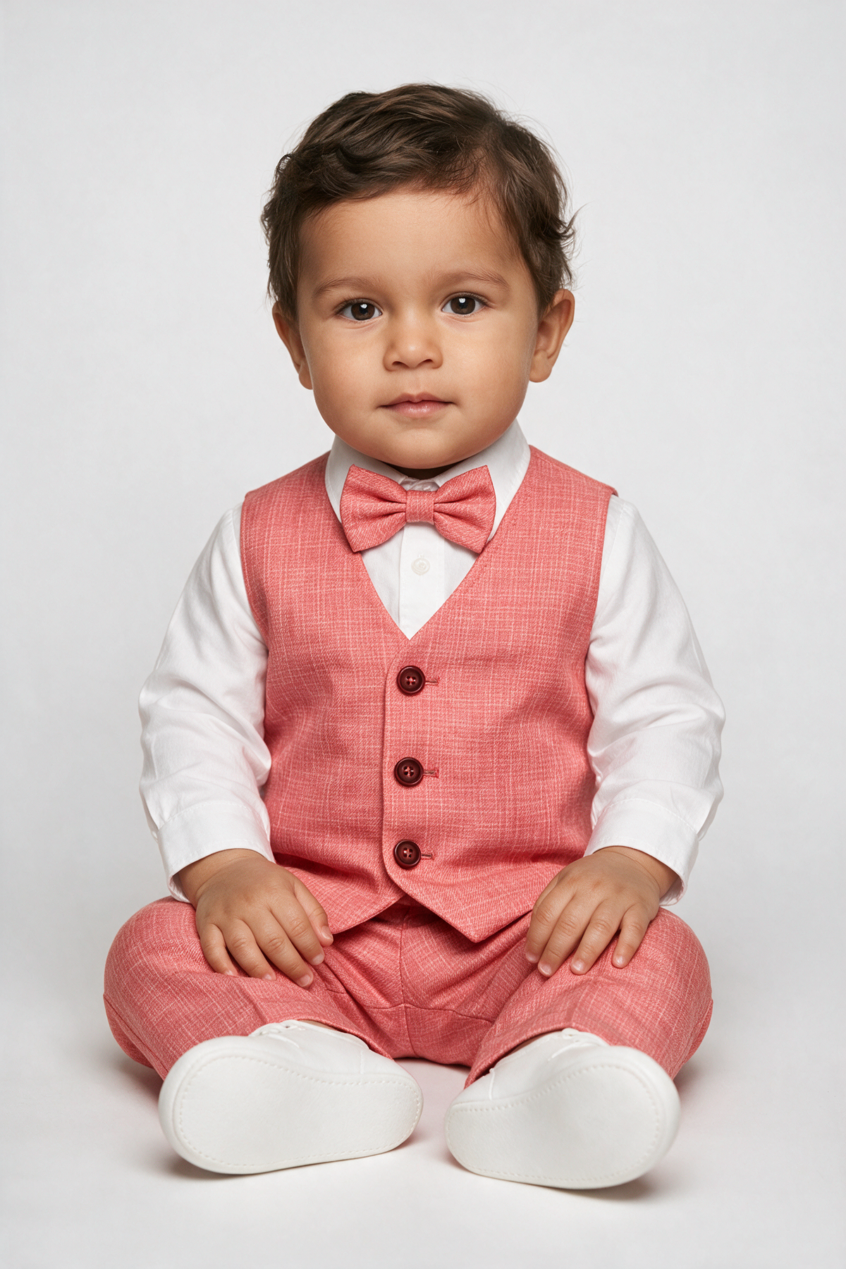Baby & Boys 4-Piece Cotton-Linen Waistcoat Suit Set - Red