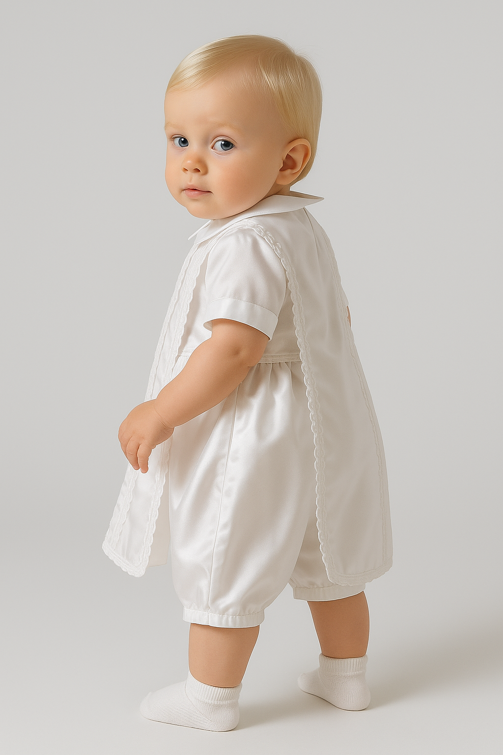 Baby Boys Christening White Romper Set - THEO - White