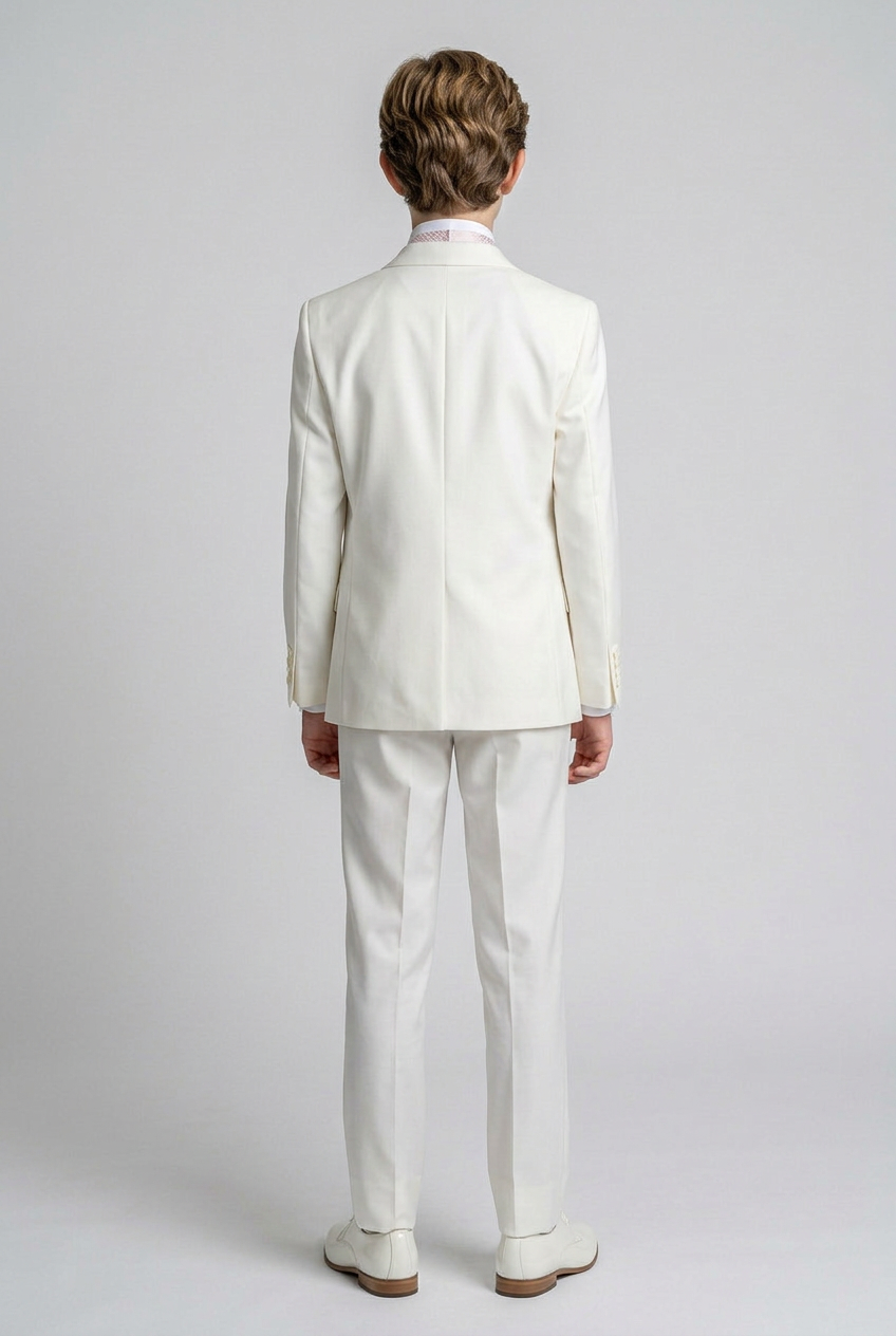 Baby & Boys Wedding Prom Pageboy Suit, Choice Of Waistcoat 5PC - Cream - Pink