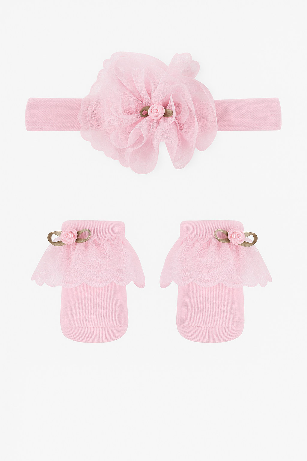Baby Girls Headband and Socks Set - Pink