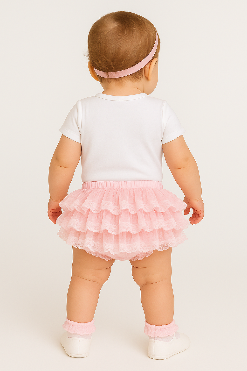 Baby Girls Ruffled Lace bloomers - Pink Back Picture