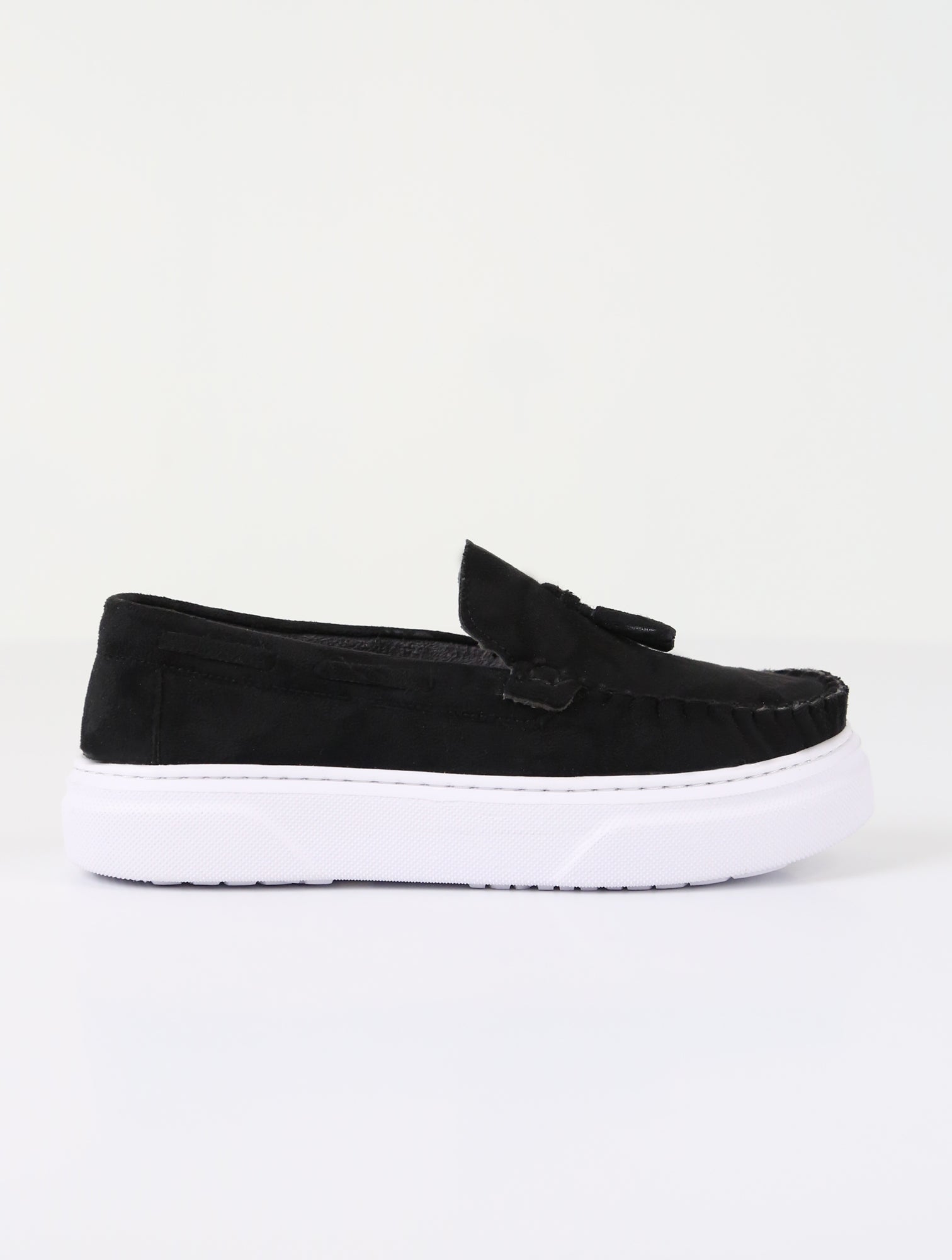 Boy's Suede Slip-On Thick Sole Loafers - URBAN - Black