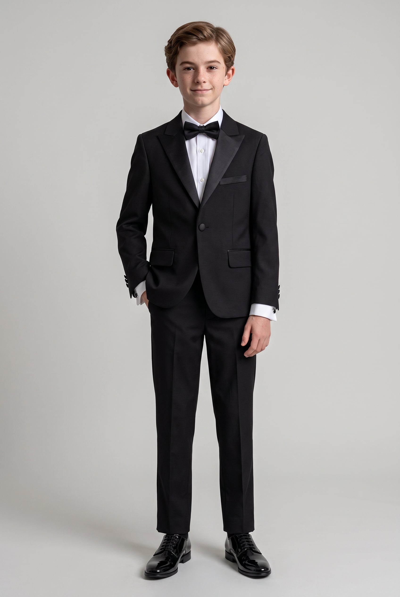 Boys 2-Piece Black Dinner Jacket & Bow Tie Set