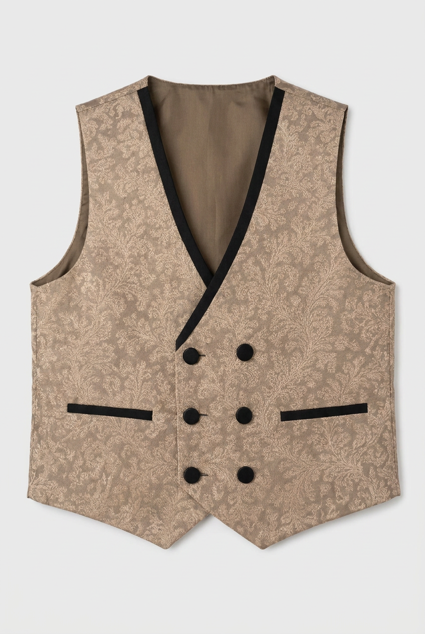 Boys 4-Piece Paisley Jacquard Waistcoat Cravat Set - Gold