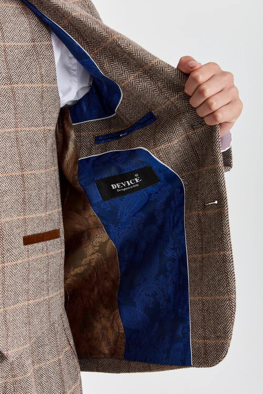 Boys 3-Piece Herringbone Windowpane Check Suit - Harris Brown