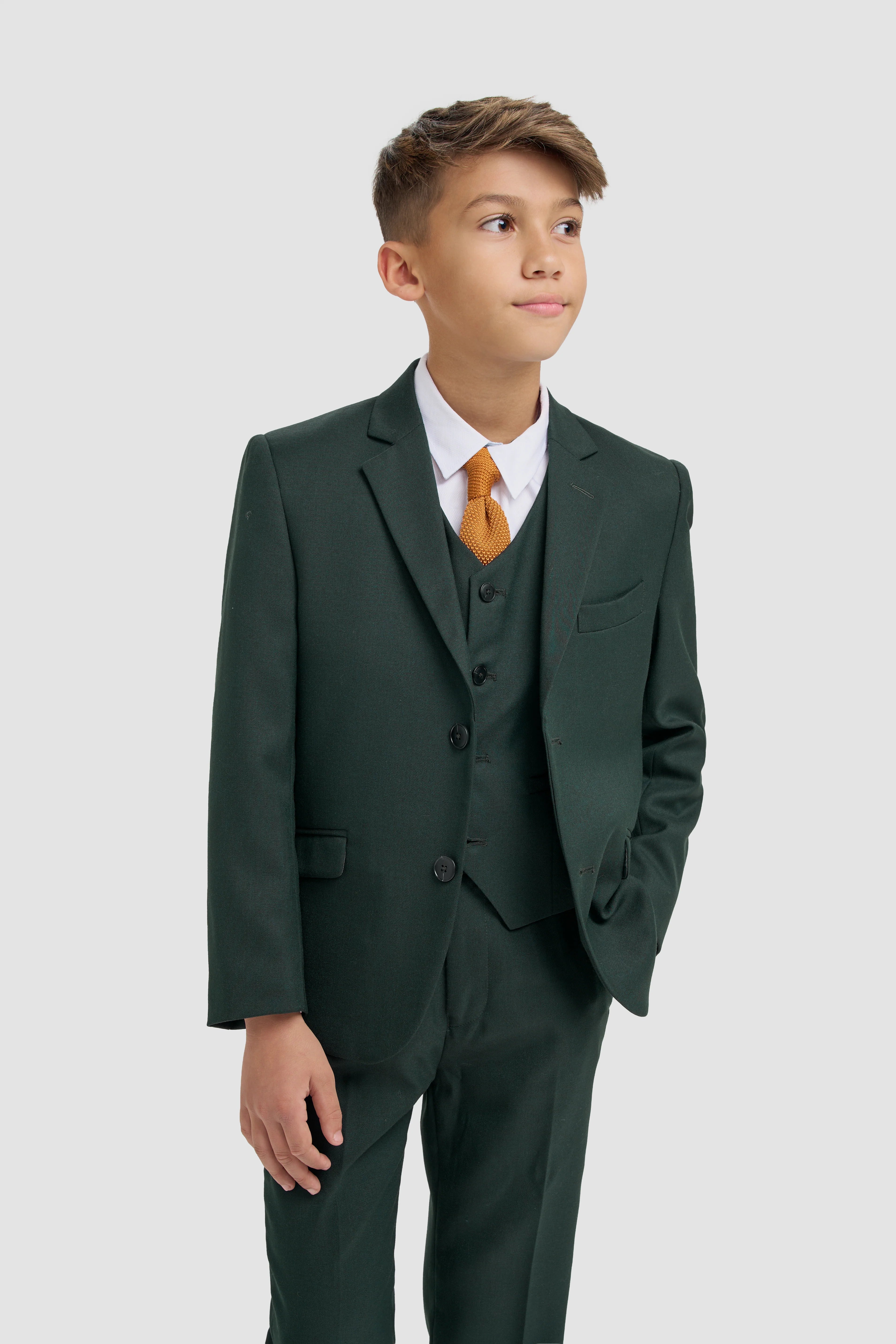 Boys 3-Piece Slim Fit Formal Suit - Malibu - Forest Green