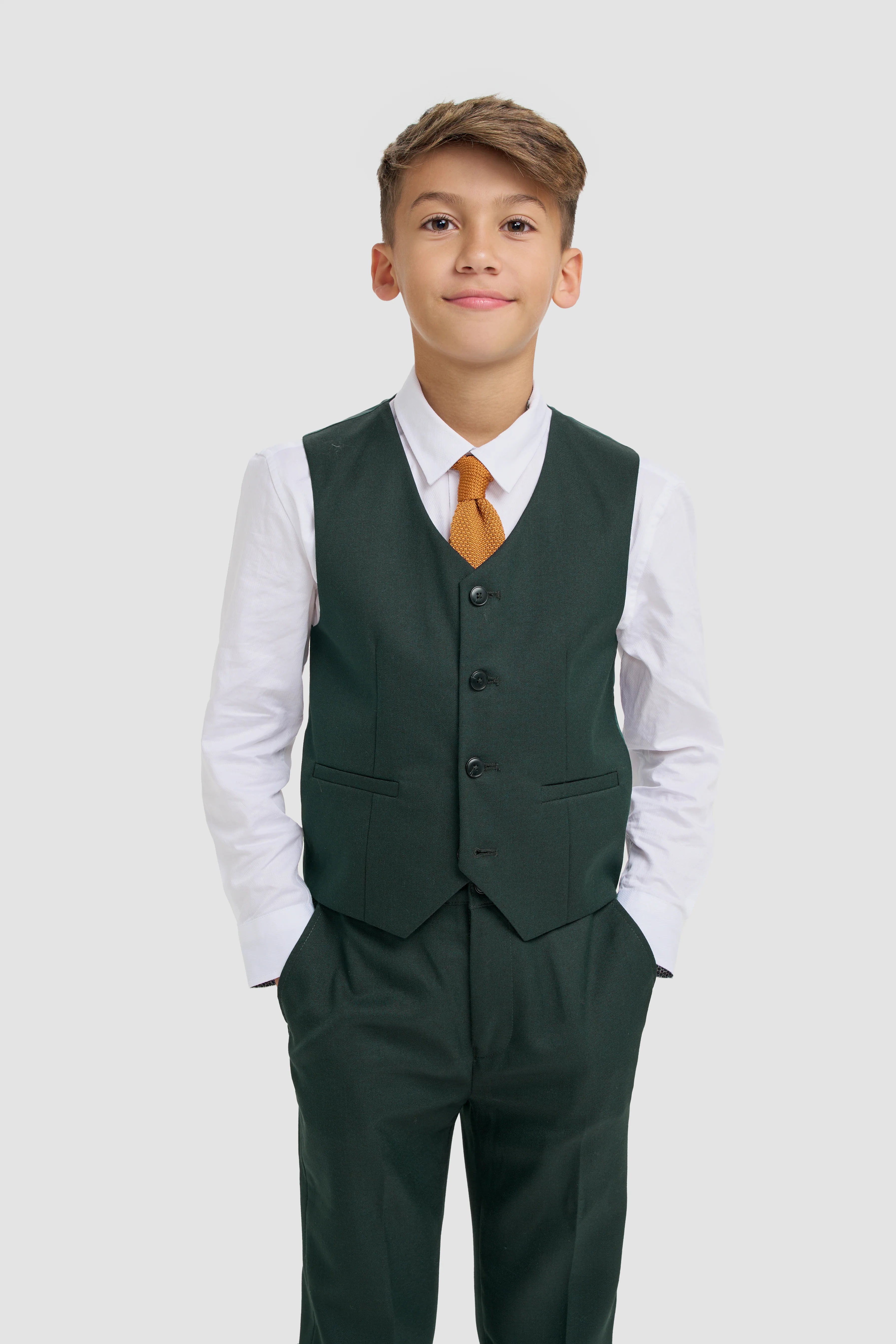 Boys 3-Piece Slim Fit Formal Suit - Malibu - Forest Green